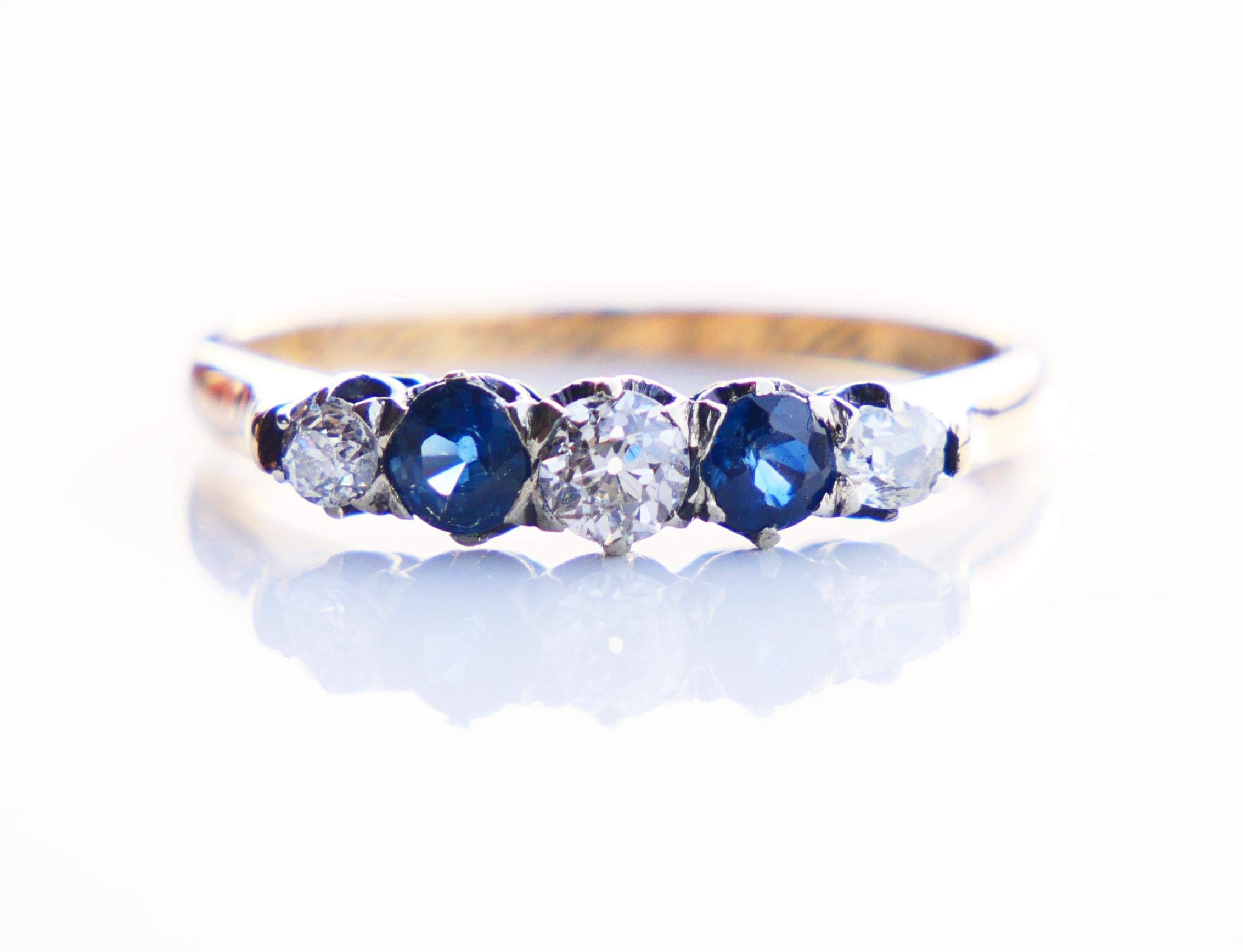 1917 Sigrid's Ring Diamanten Saphir 18K Gold Ø US7.5 / 2.47gr Damen im Angebot