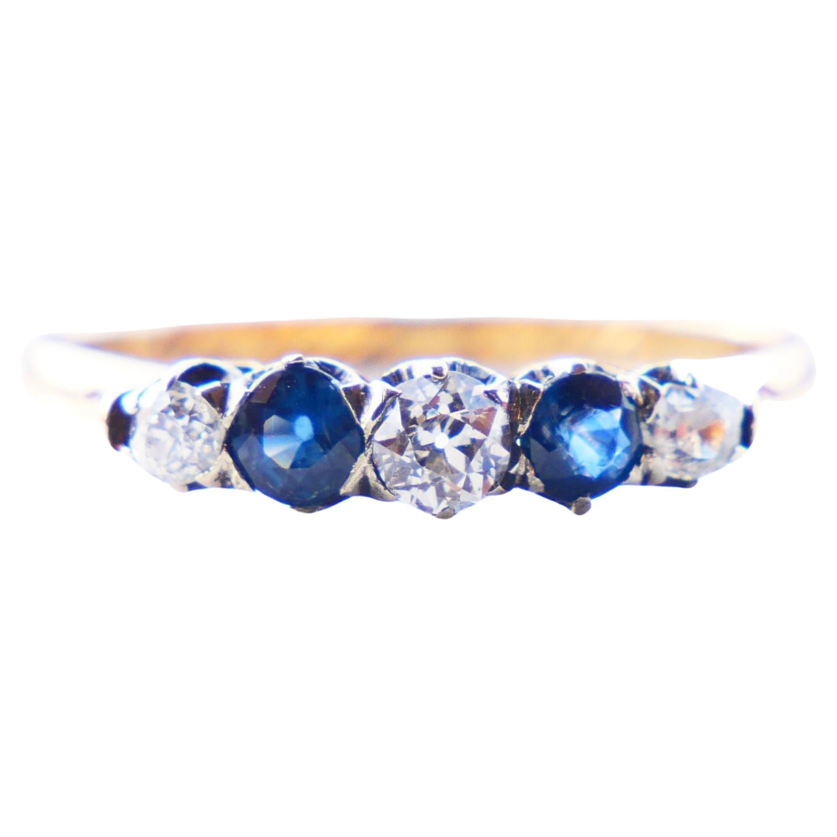 1917 Sigrid's Ring Diamanten Saphir 18K Gold Ø US7.5 / 2.47gr im Angebot