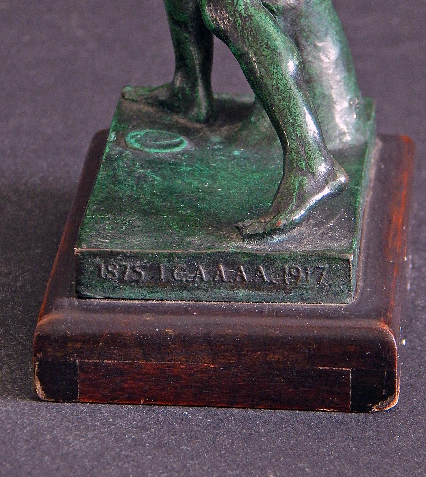 1917 Sports Trophy for IC4A by Roman Bronze Works, Two Lap Relay Race For Sale 3