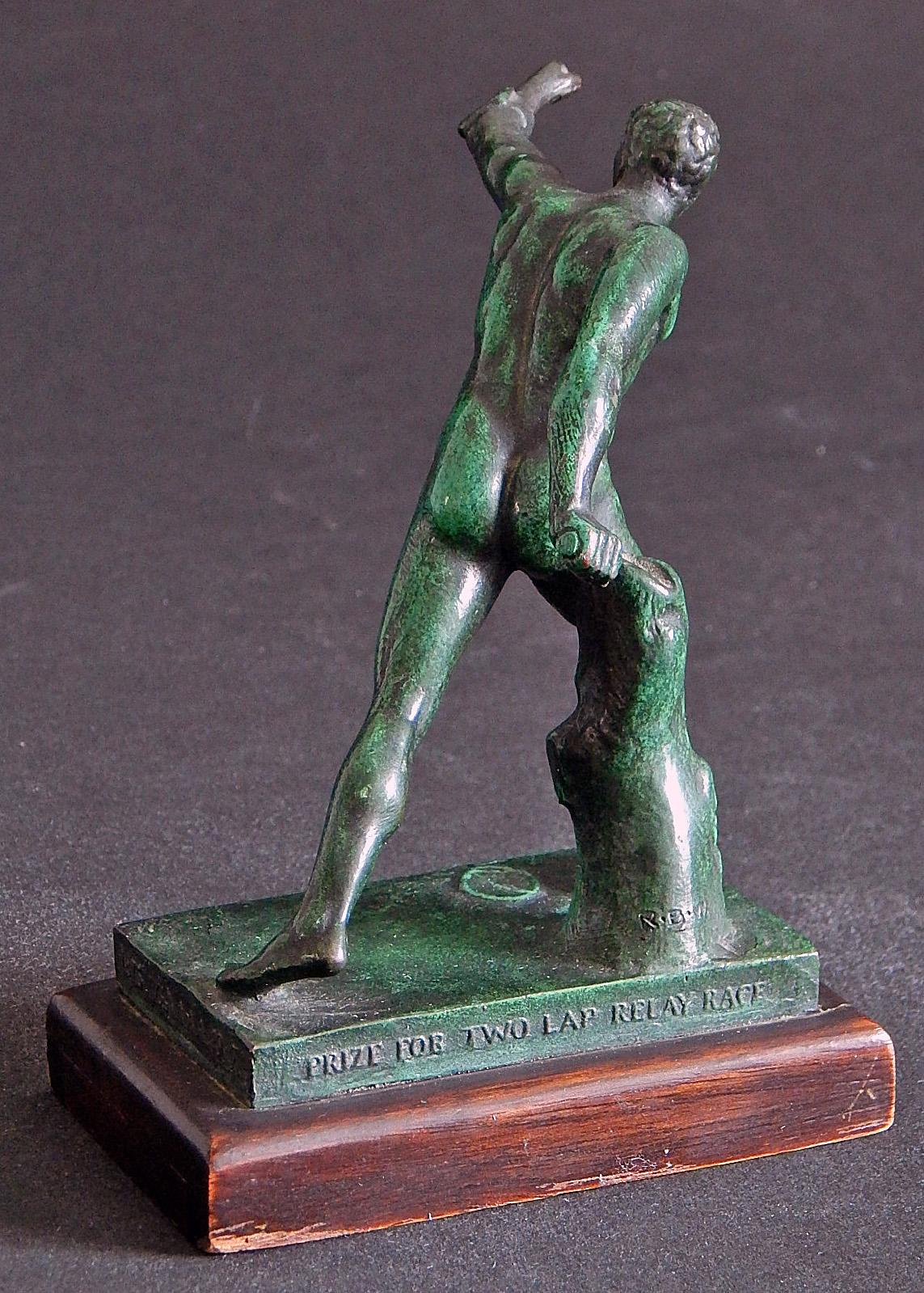 Classical Greek 1917 Sports Trophy for IC4A by Roman Bronze Works, Two Lap Relay Race For Sale