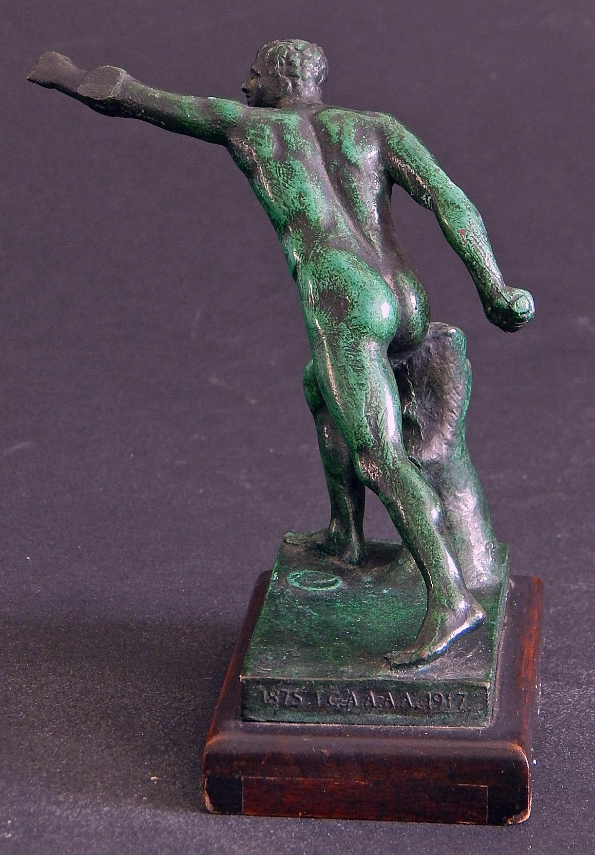 American 1917 Sports Trophy for IC4A by Roman Bronze Works, Two Lap Relay Race For Sale
