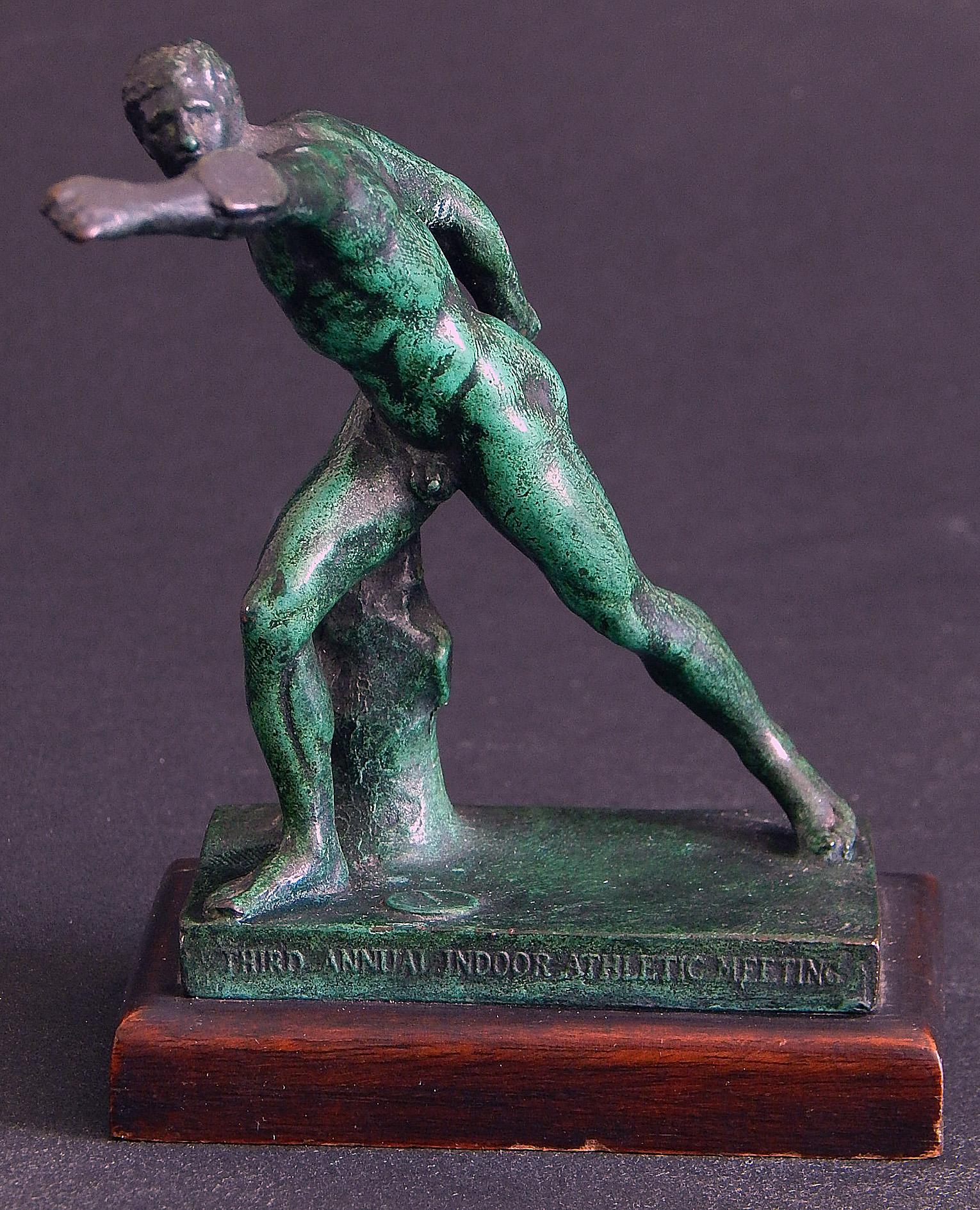 Cast 1917 Sports Trophy for IC4A by Roman Bronze Works, Two Lap Relay Race For Sale