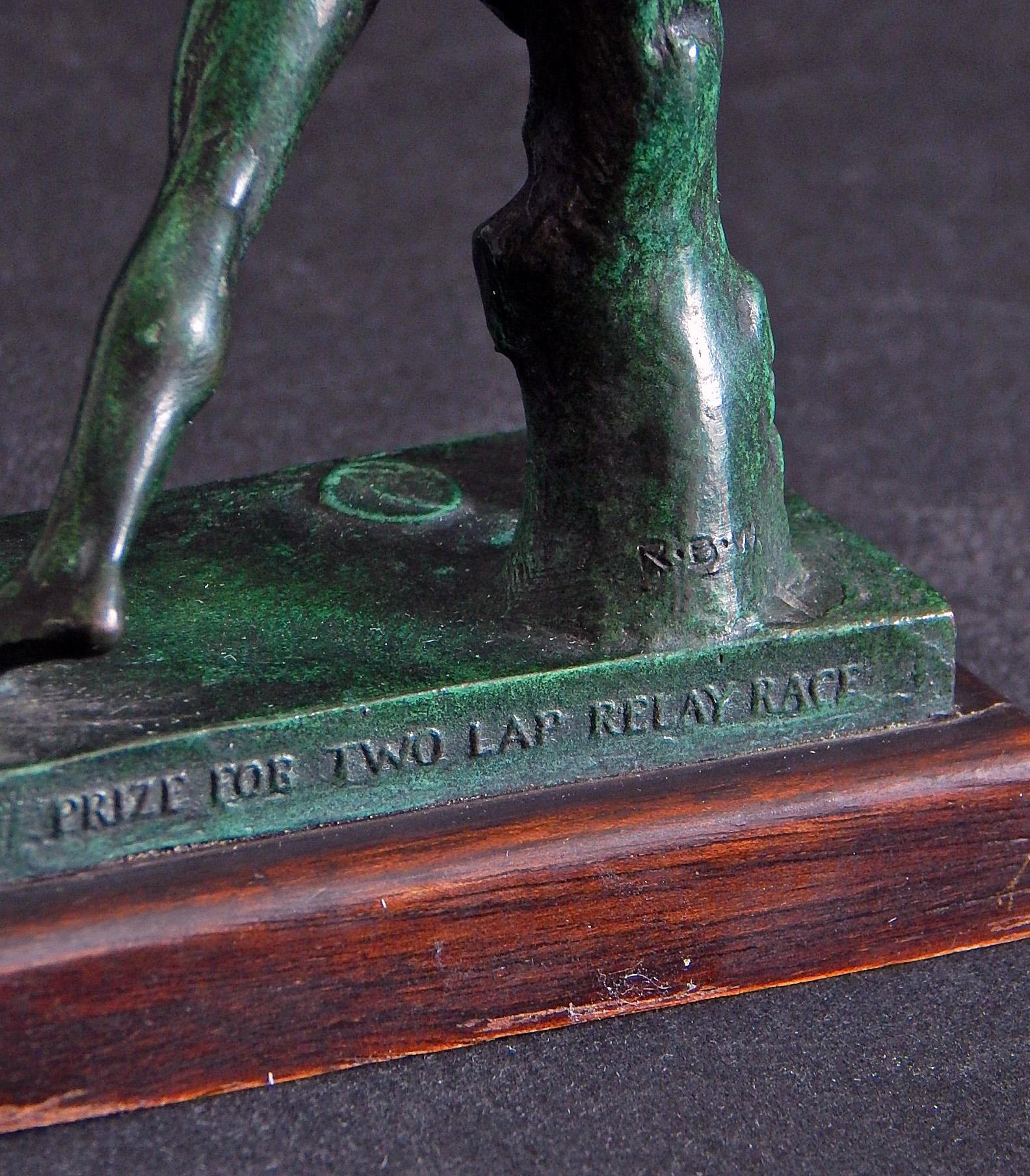 1917 Sports Trophy for IC4A by Roman Bronze Works, Two Lap Relay Race For Sale 2