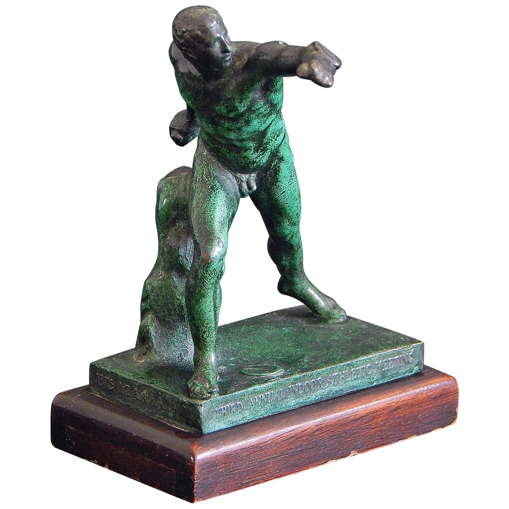 1917 Sports Trophy for IC4A by Roman Bronze Works, Two Lap Relay Race For Sale