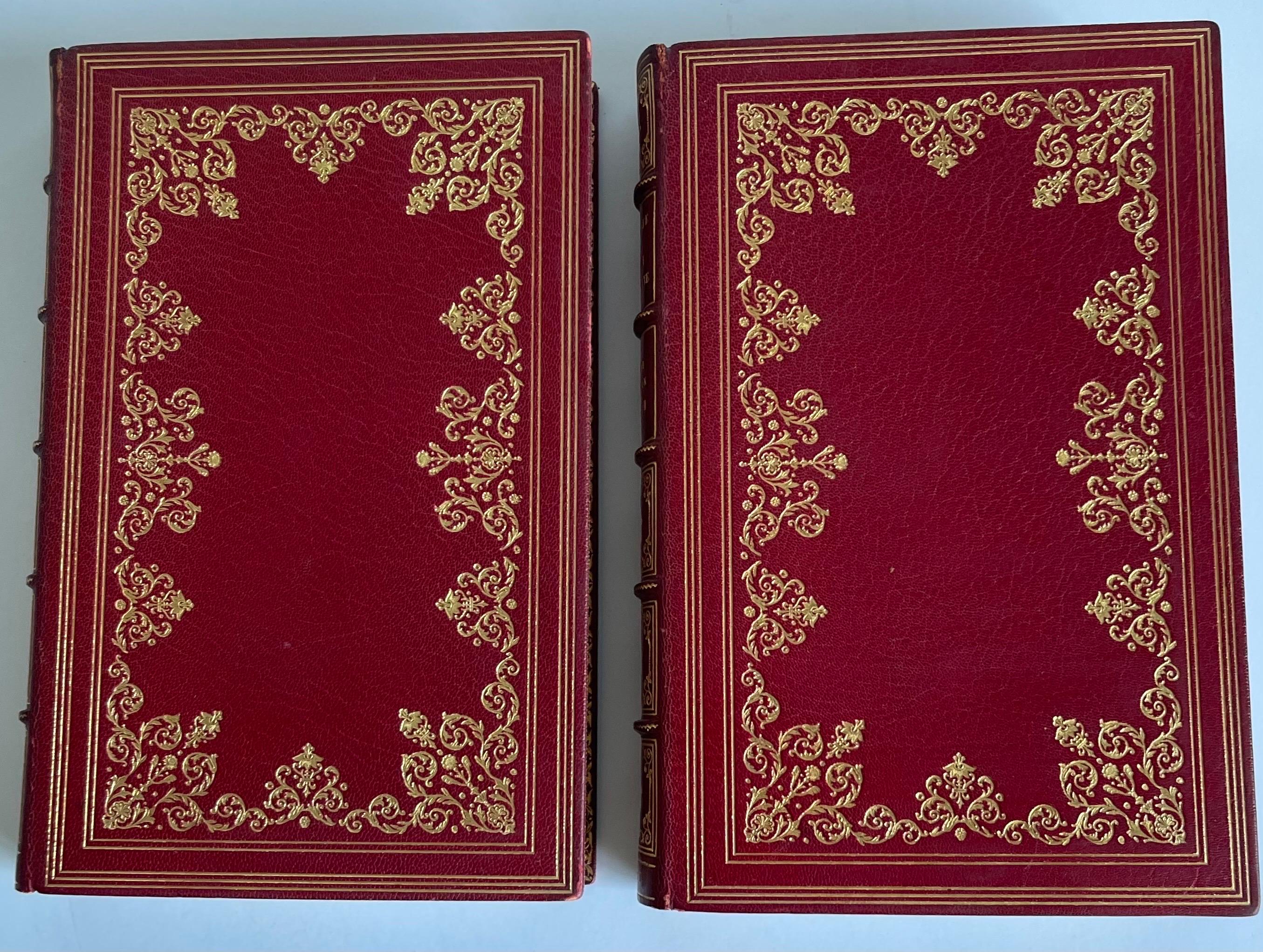 1917 The Life of Marie Antoinette Leather Bound Books, Set of 2 In Good Condition In Stamford, CT