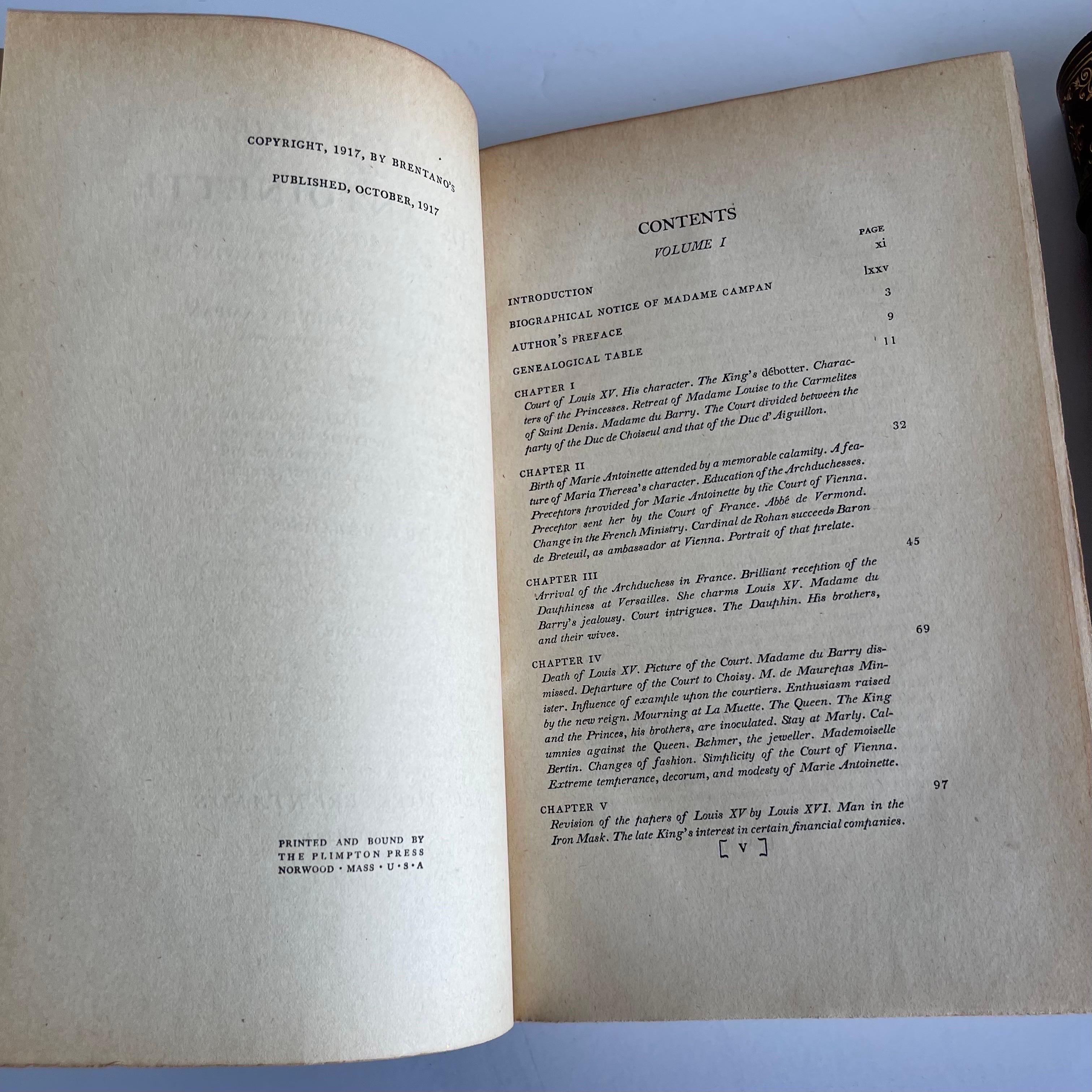 1917 The Life of Marie Antoinette Leather Bound Books, Set of 2 1