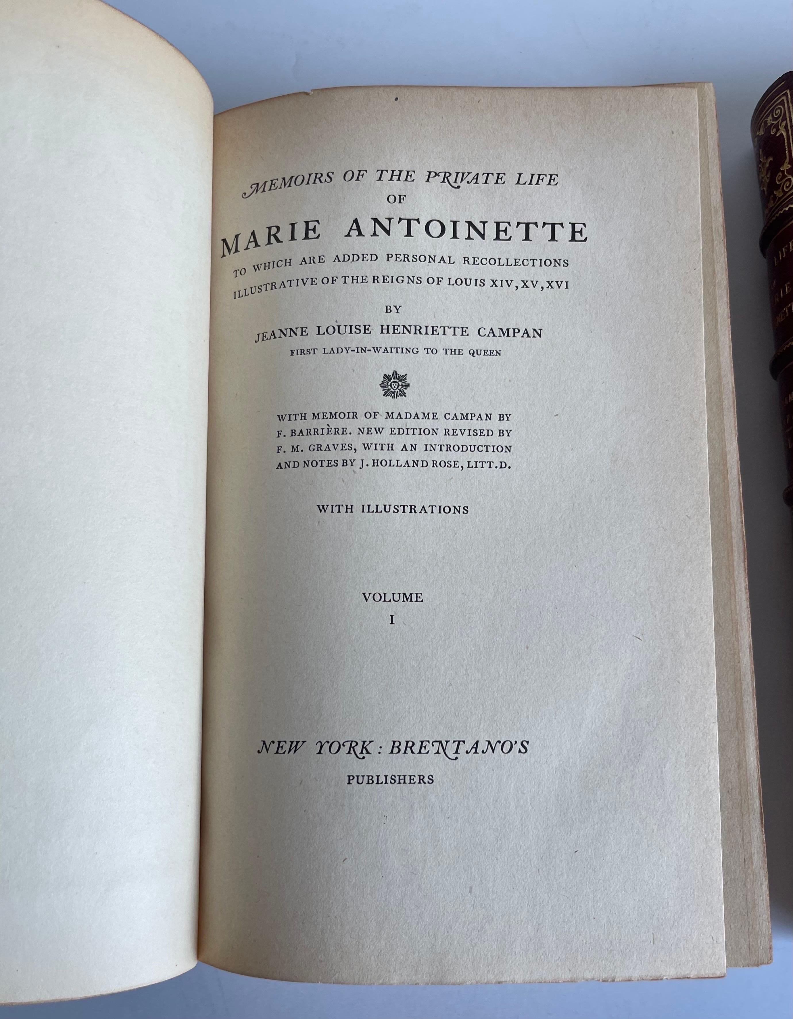1917 The Life of Marie Antoinette Leather Bound Books, Set of 2 2