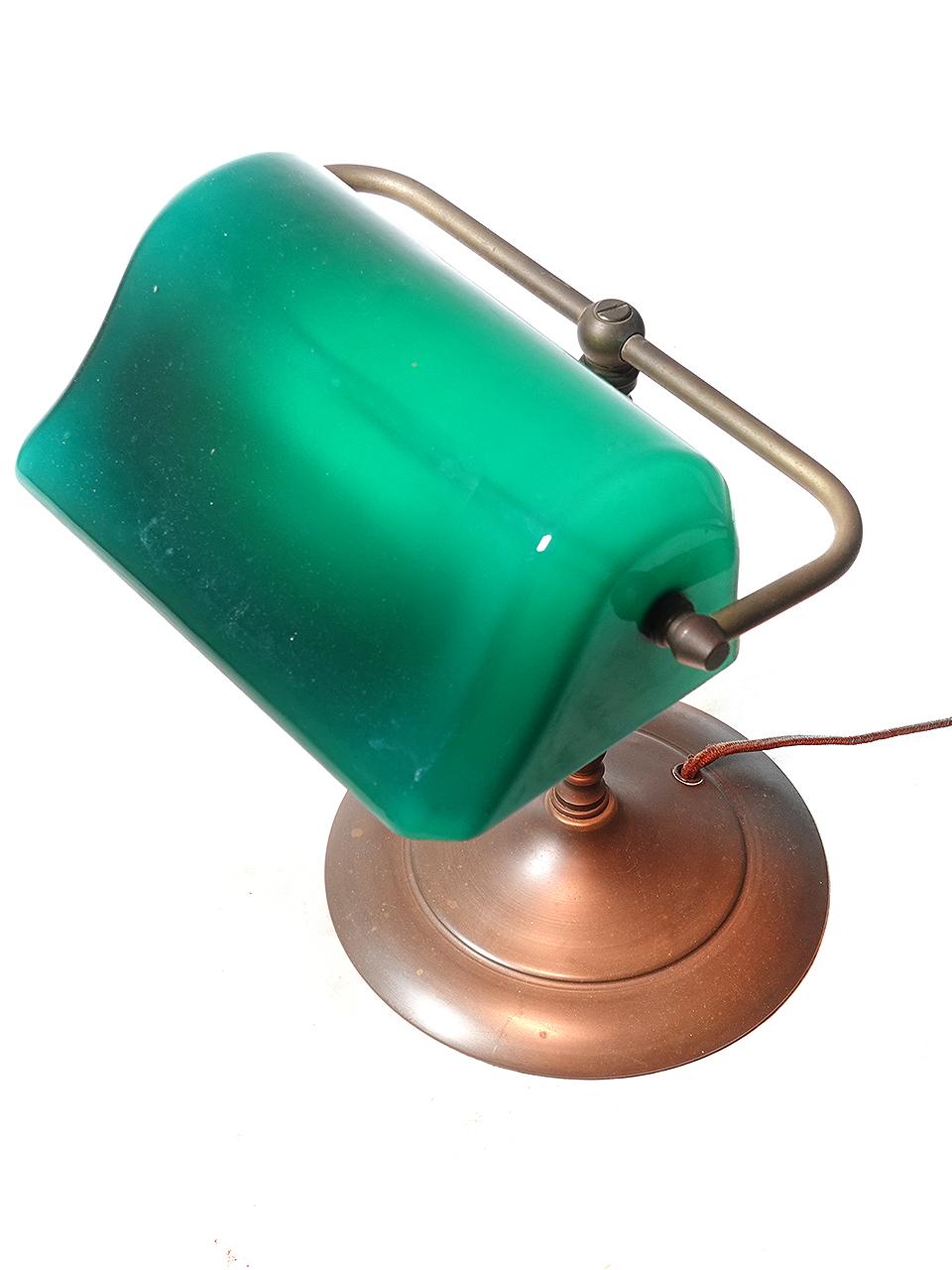 Industrial 1917 Verdelite Bankers Desk Lamp