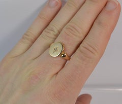 1917 WWI 18 Carat Gold Sweetheart Locket and Old Cut Diamond Signet Ring