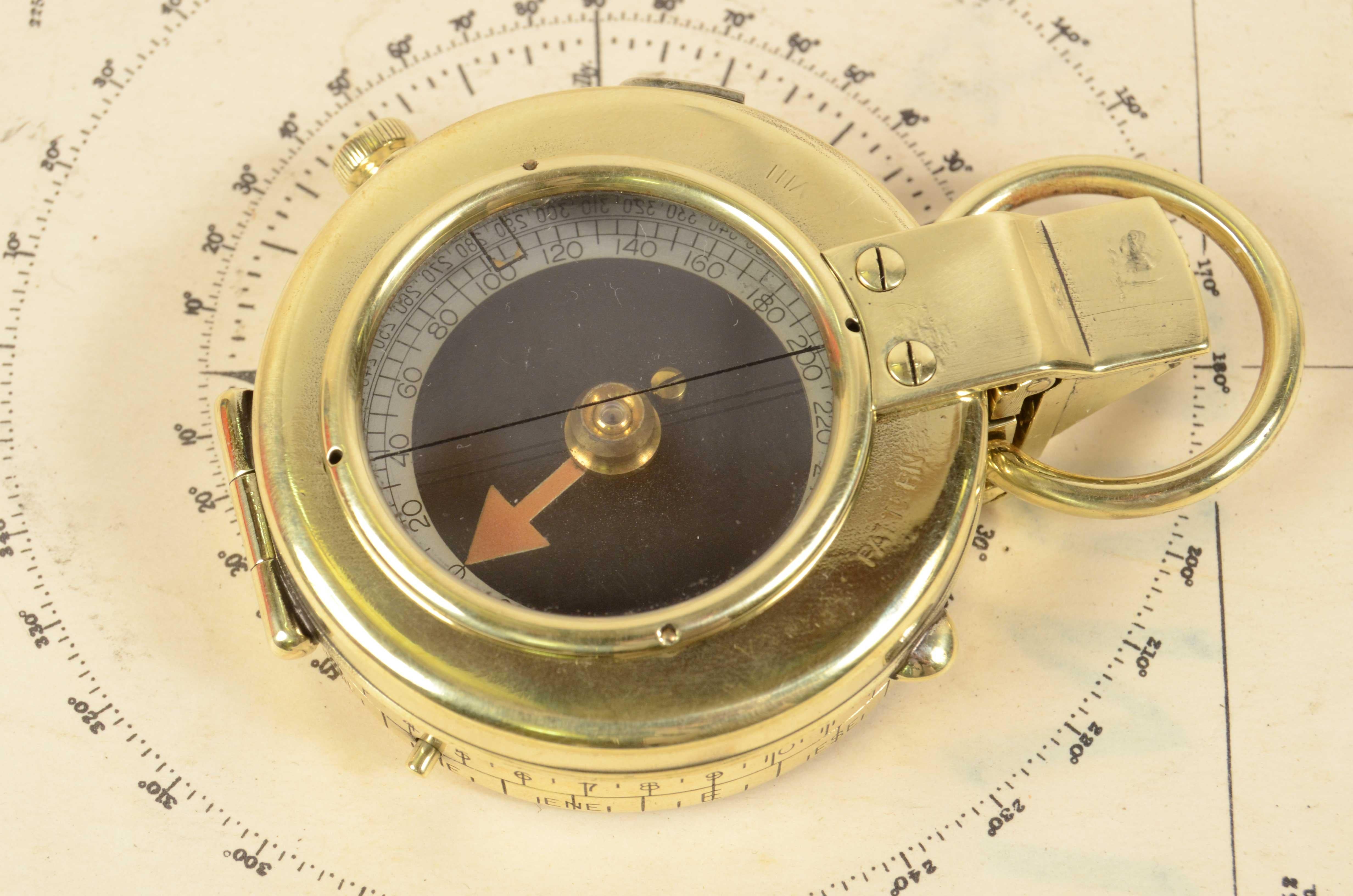 1917s Prismatic Magnetic Pocket Compass Signed F-L Antique Marine Navigation 4