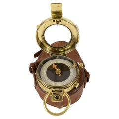 1917s Prismatic Magnetic Pocket Compass Signed F-L Antique Marine Navigation