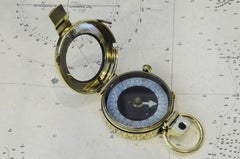 1917s Small Brass Nautical Compass Antique Maritime Navigation Instrument