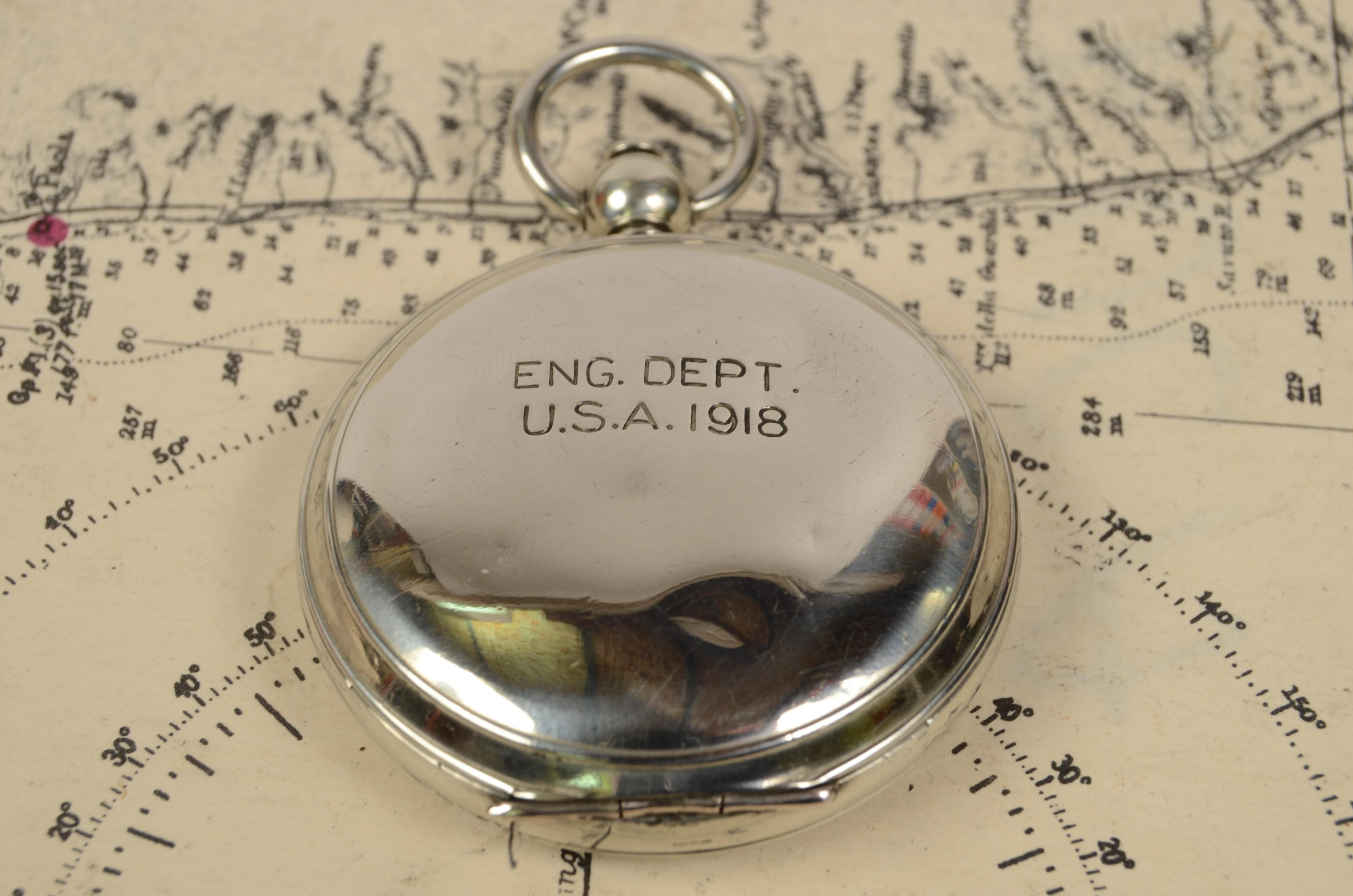 1917s Small Pocket Chromed Compass Antique Scientific Instrument of Measurement 1