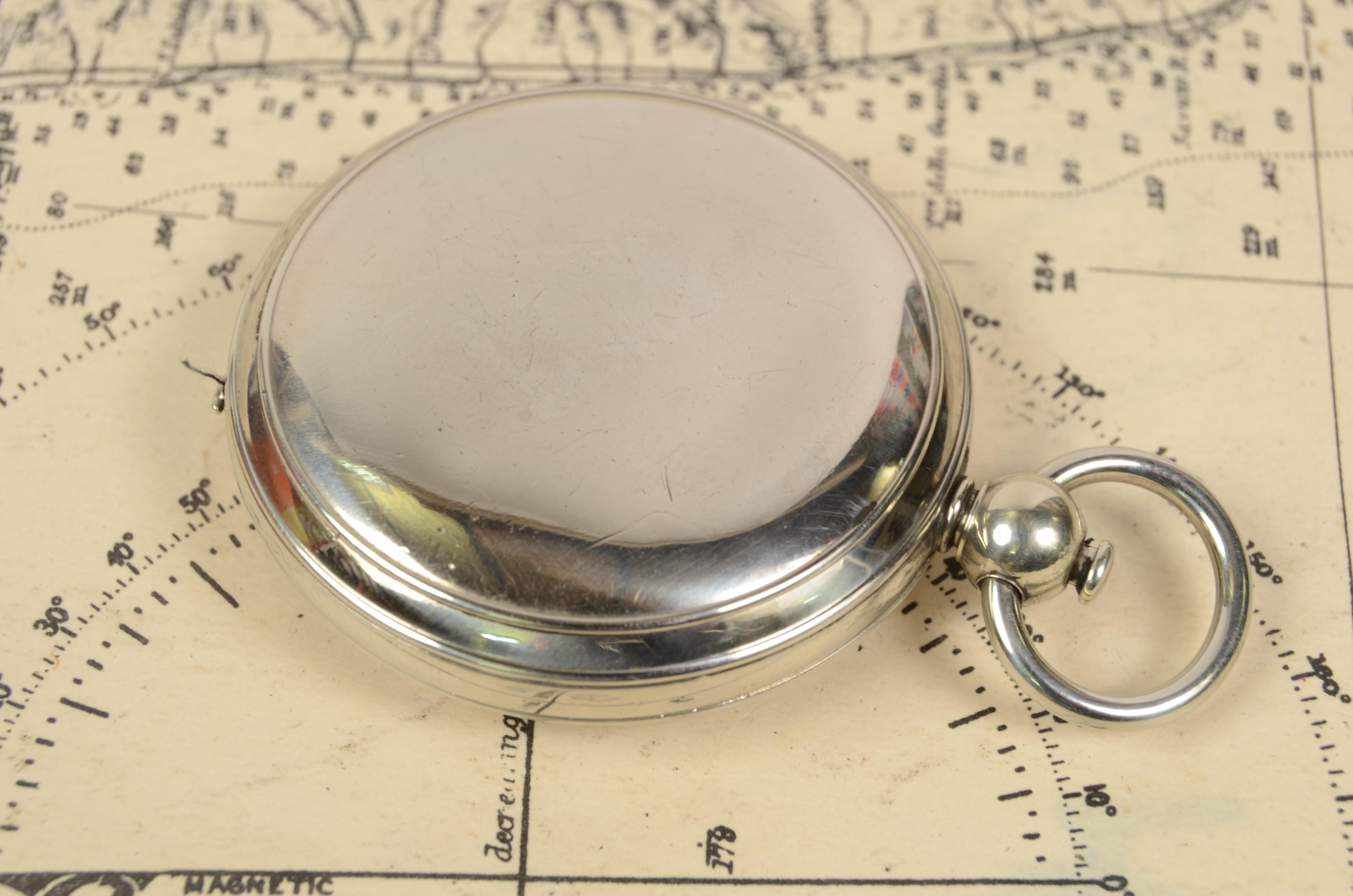1917s Small Pocket Chromed Compass Antique Scientific Instrument of Measurement 2