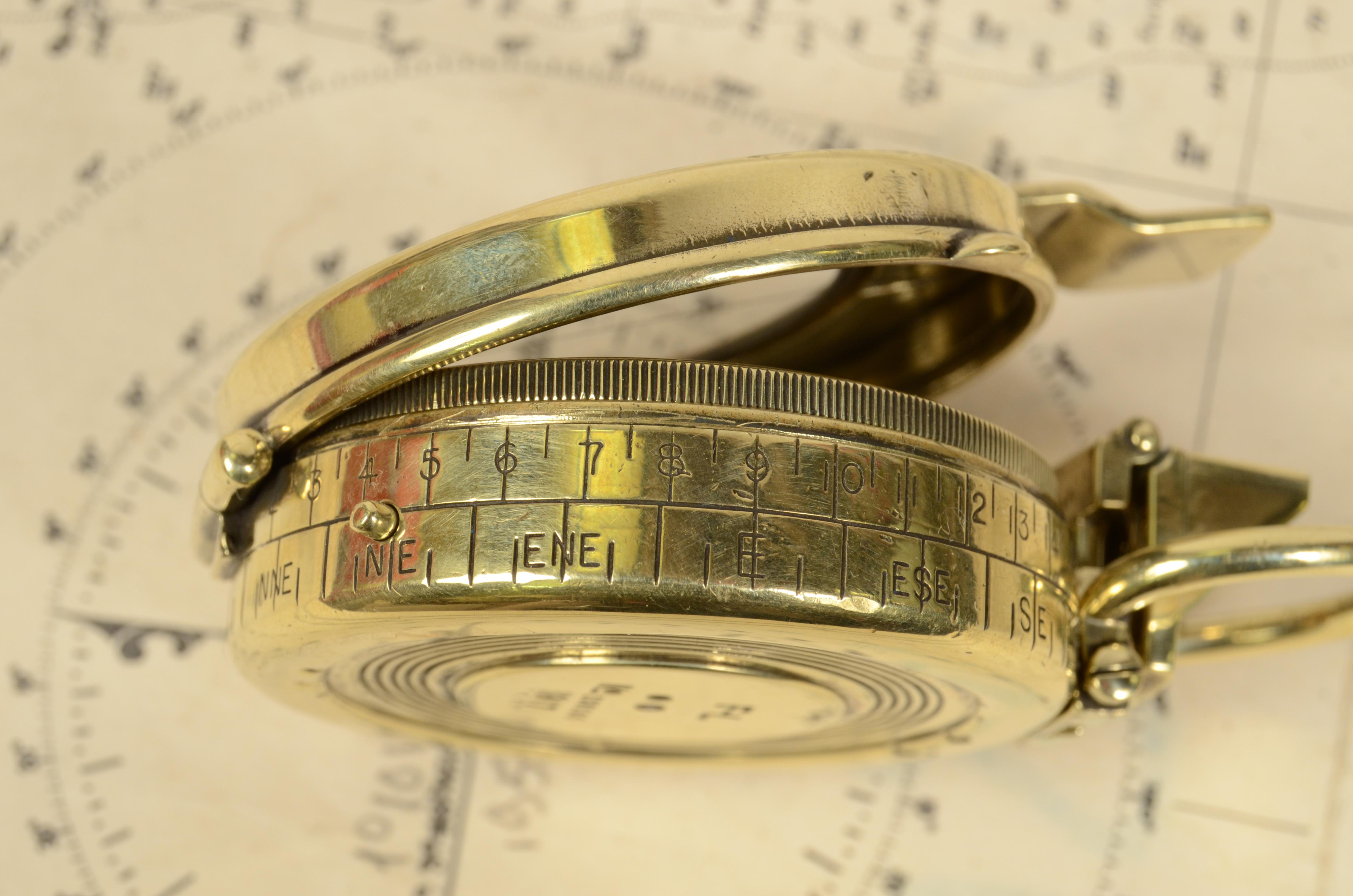 Early 20th Century 1917s Verner's Pattern Small Brass Nautical Compass Supplied English Officers