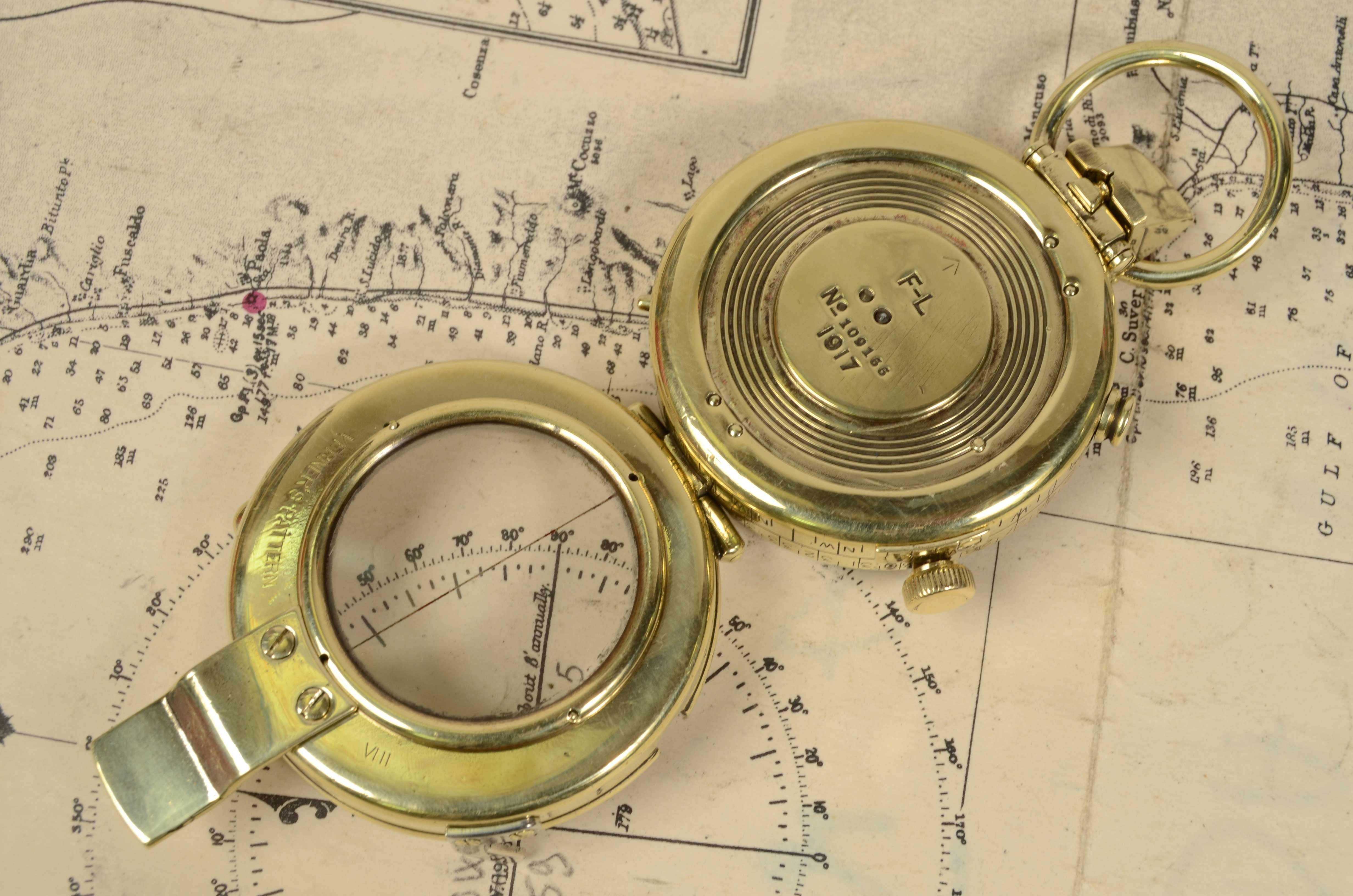 1917s Verner's Pattern Small Brass Nautical Compass Supplied English Officers 2