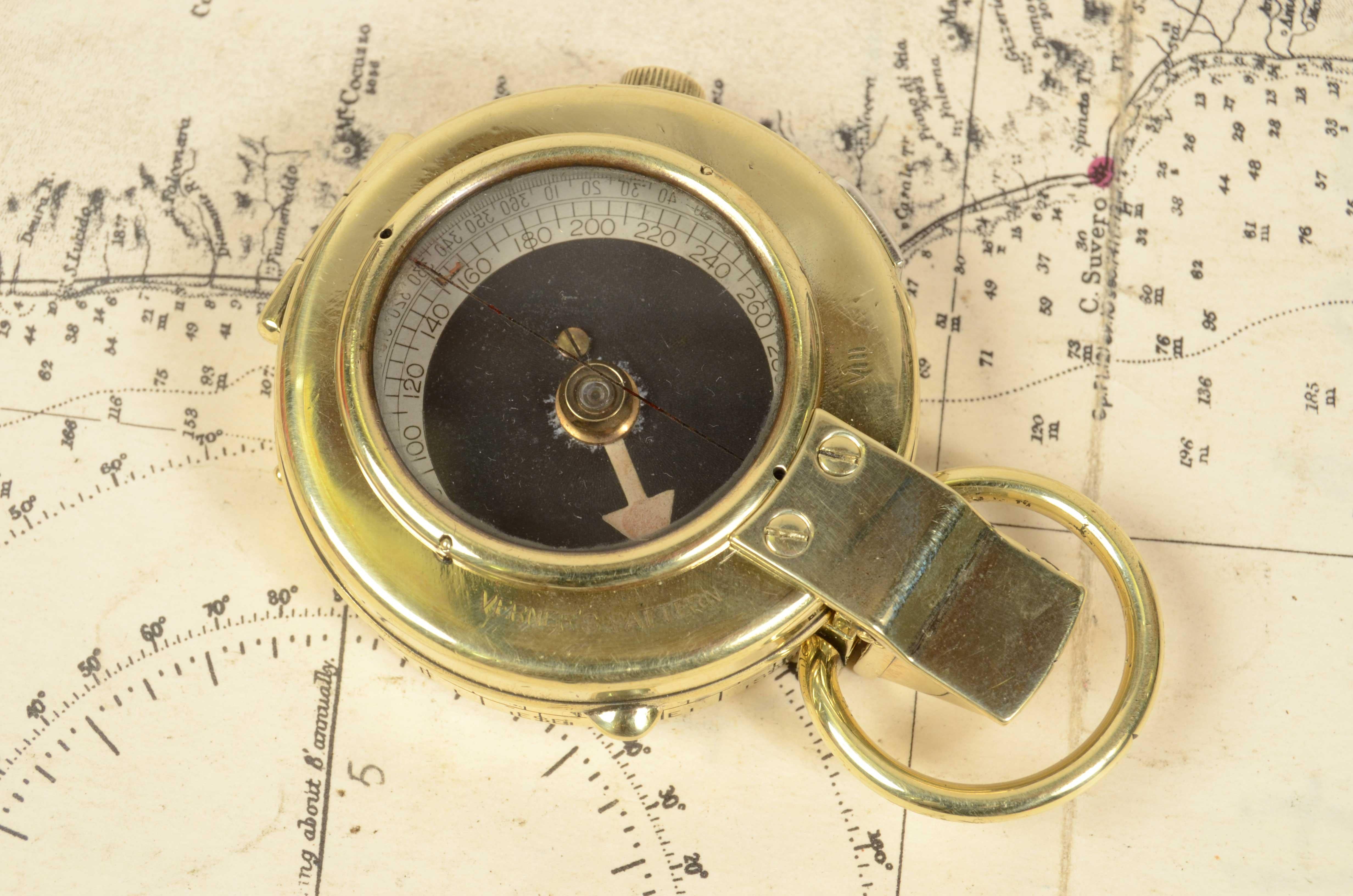 1917s Verner's Pattern Small Brass Nautical Compass Supplied English Officers 3