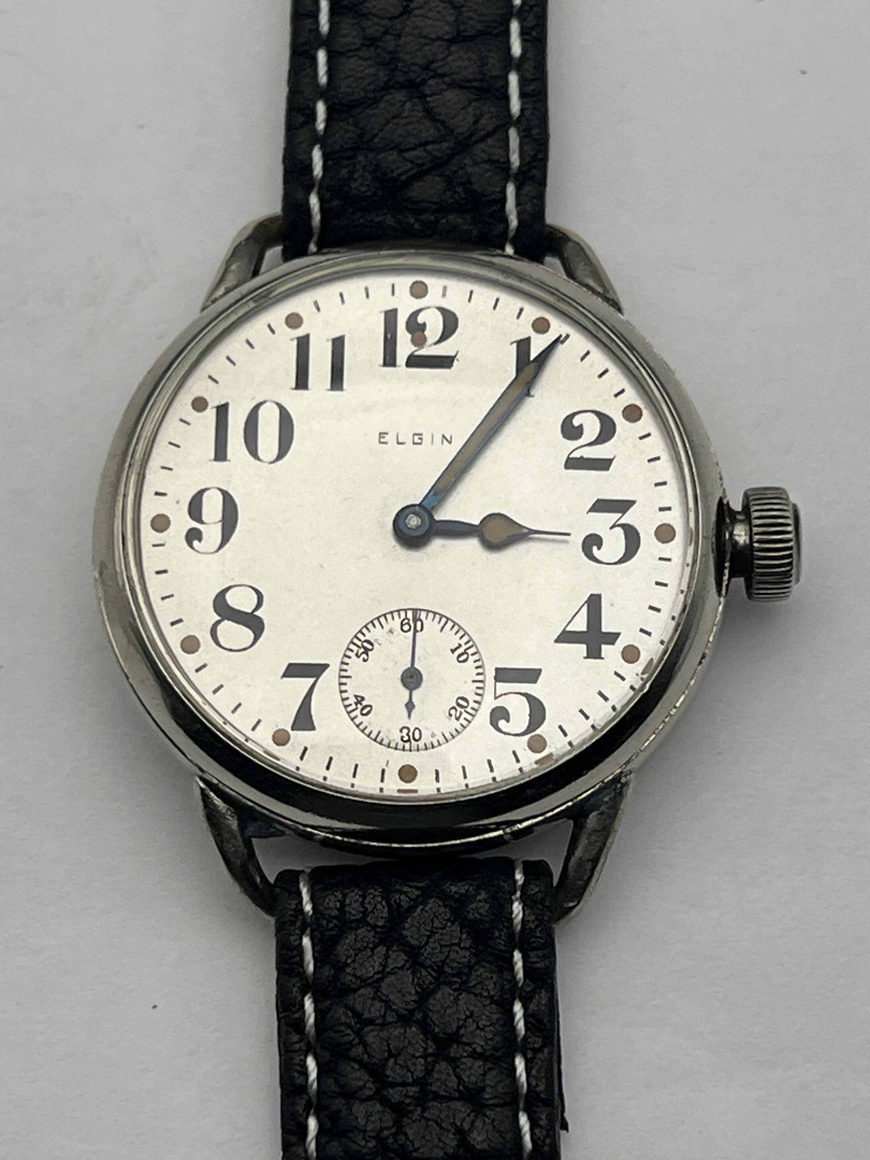 Art Deco 1918 Elgin Rare 6 Size 15J Trench Watch 100+ Years Young! For Sale