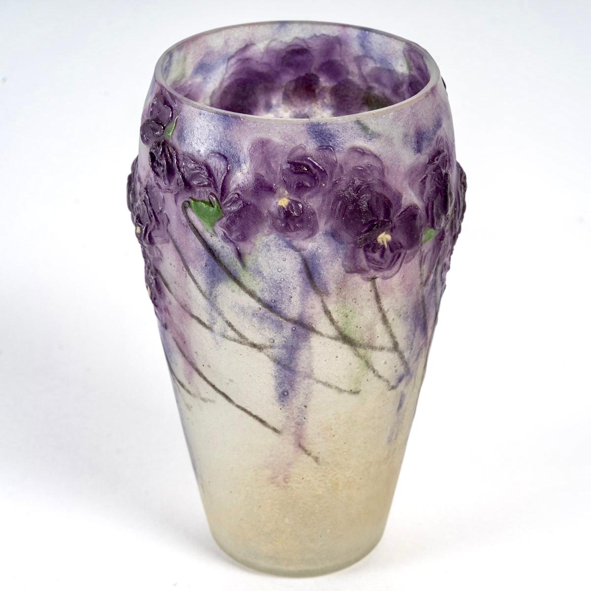 Art Deco 1918 Gabriel Argy-Rousseau, Vase Violette De Parme Pate De Verre Glass