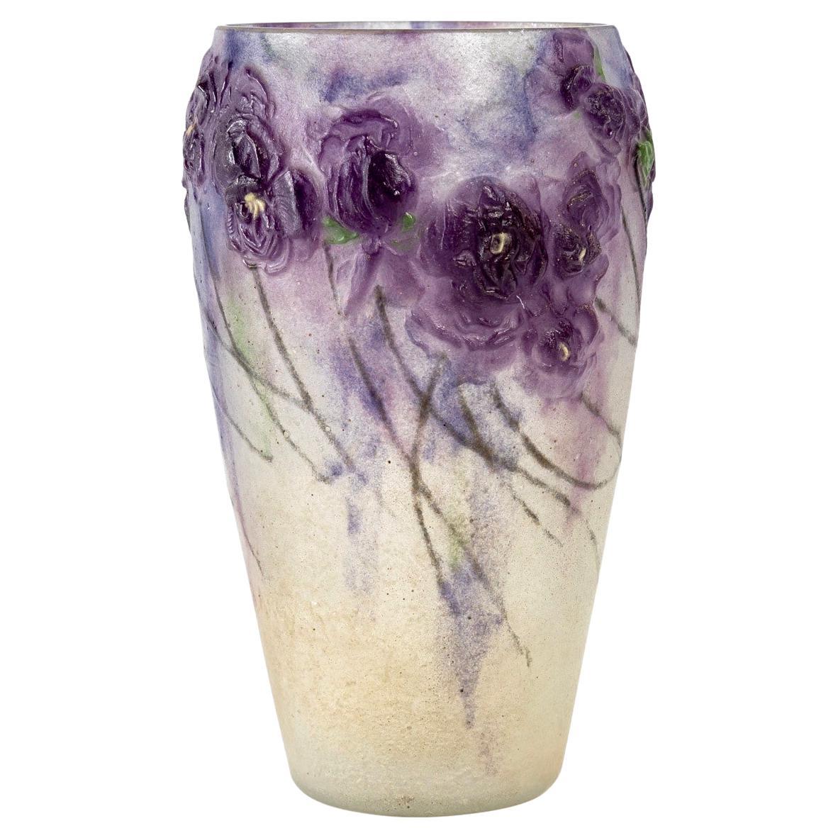 1918 Gabriel Argy-Rousseau, Vase Violette De Parme Pate De Verre Glass