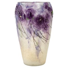 1918 Gabriel Argy-Rousseau, Vase Violette De Parme Pate De Verre Glass