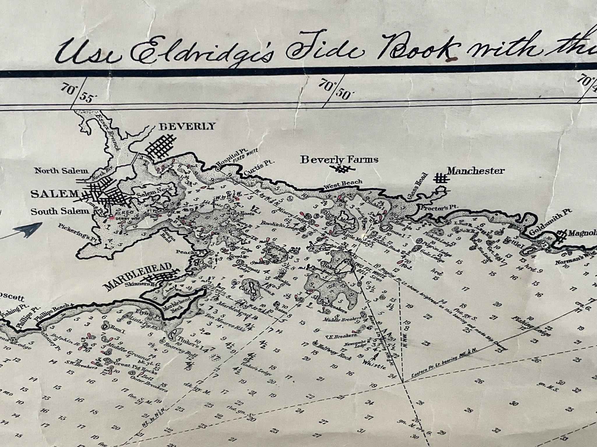 1918 George Eldridge Chart of Massachusetts Bay For Sale 12