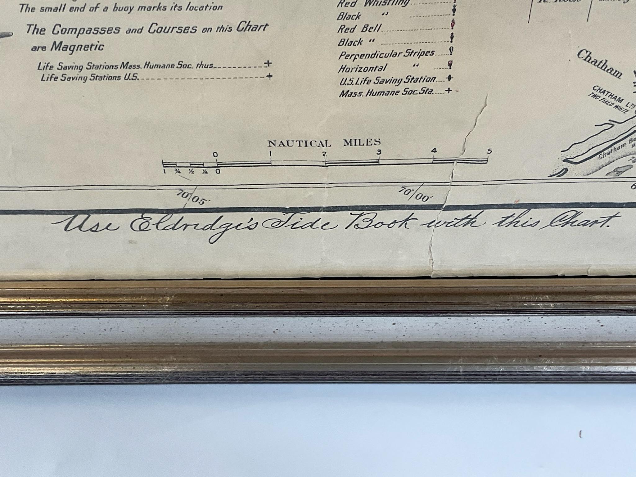 Early 20th Century 1918 George Eldridge Chart of Massachusetts Bay For Sale