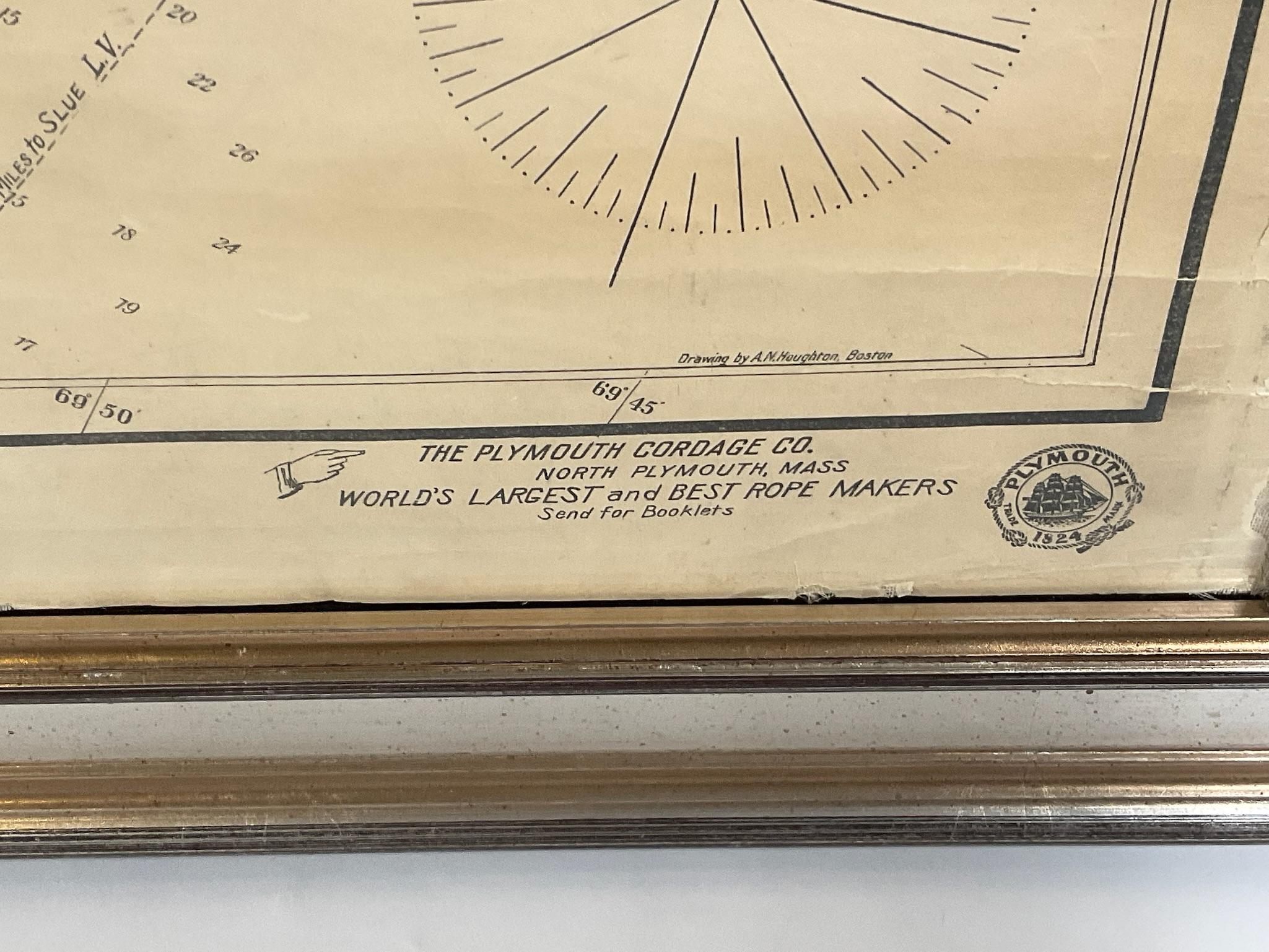 Paper 1918 George Eldridge Chart of Massachusetts Bay For Sale