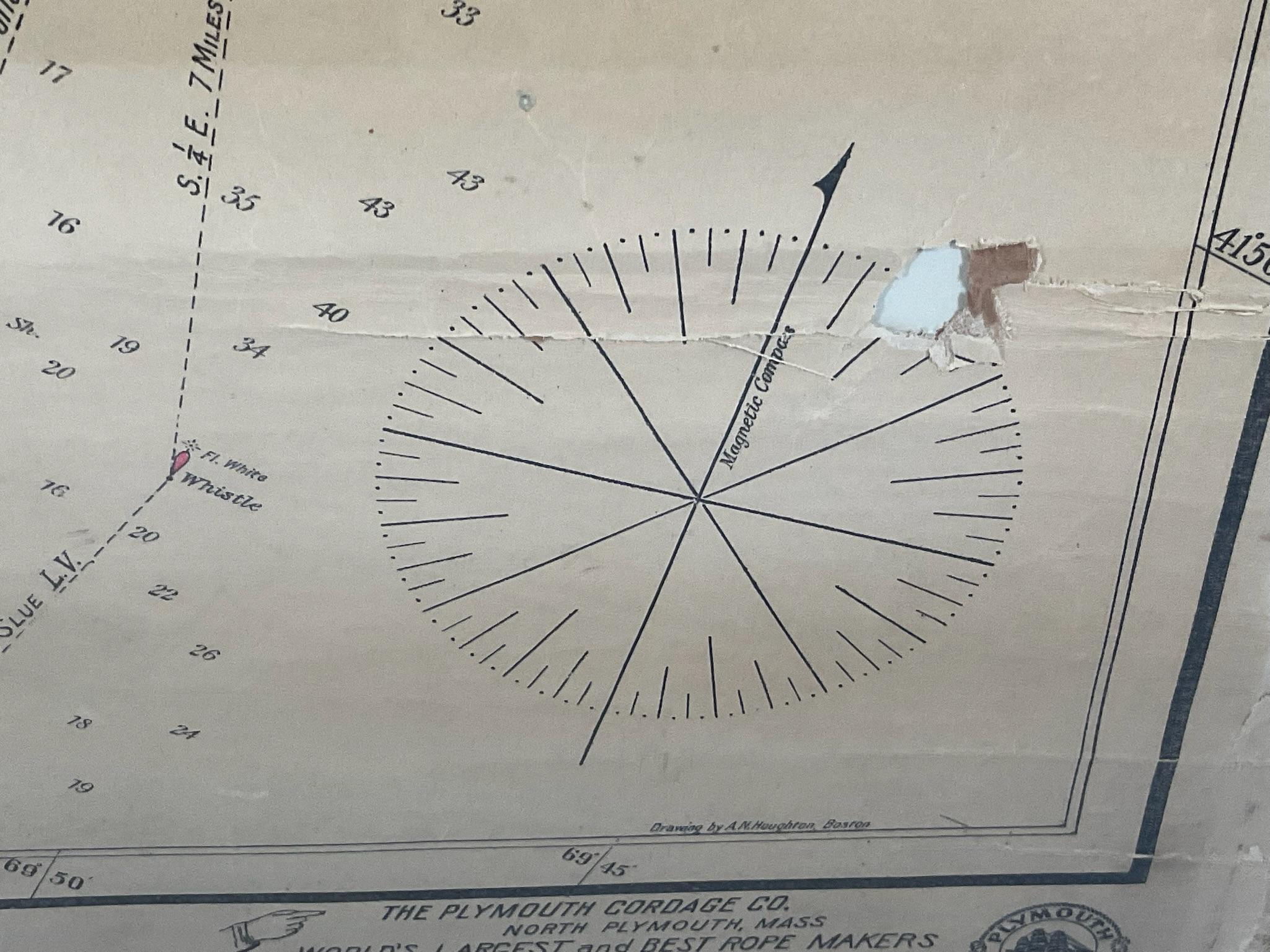 1918 George Eldridge Chart of Massachusetts Bay 1