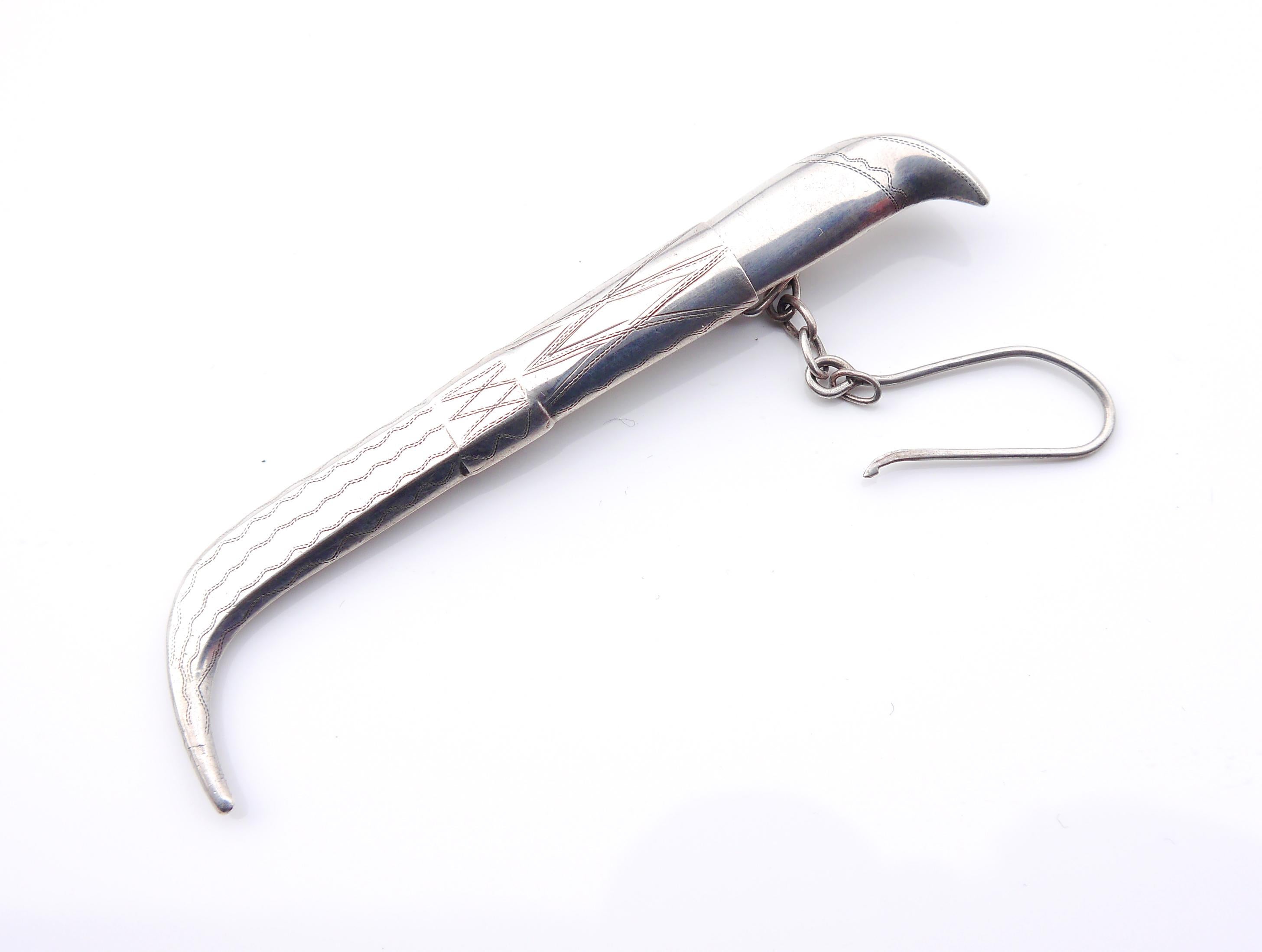 1918 Nordic Engraved Fruit Mini Puuko Taschenmesser aus Sterlingsilber und Stahl/16gr (Jugendstil) im Angebot