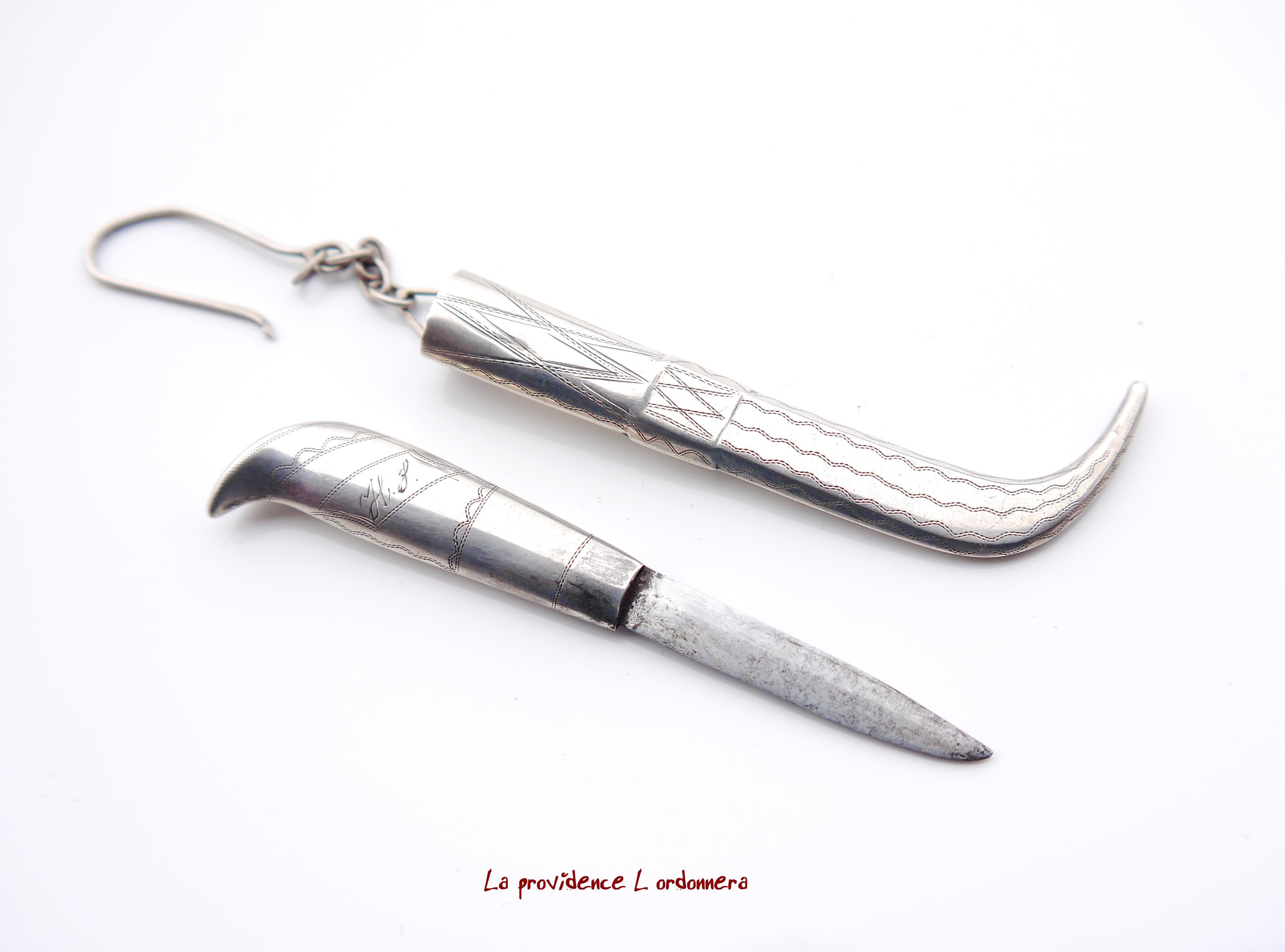 1918 Nordic Engraved Fruit Mini Puuko Taschenmesser aus Sterlingsilber und Stahl/16gr im Angebot 1