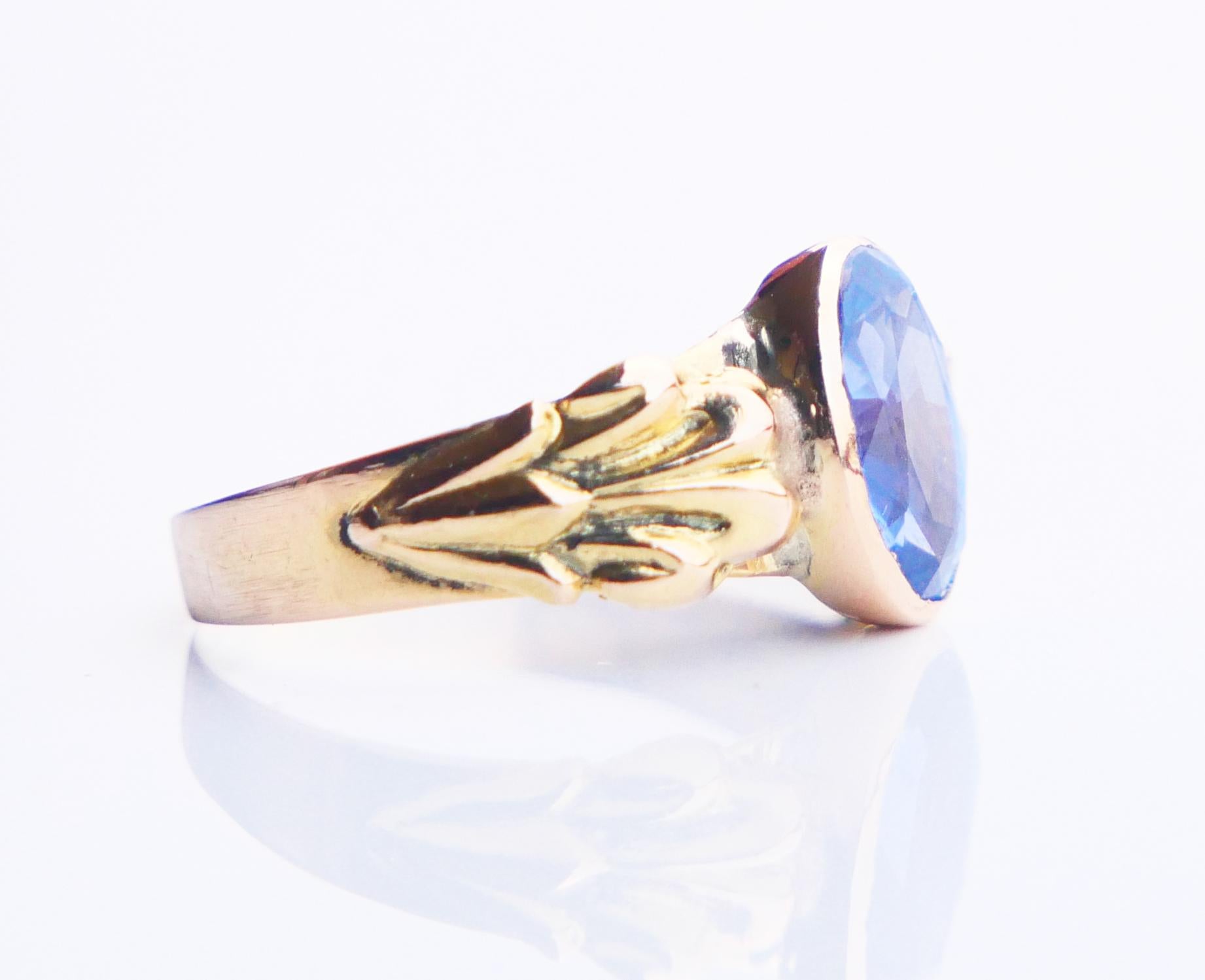 Sz.1918 Ring natural 1.5ct Cornflower Blue Sapphire 18K Gold ØUS5 / 1.75g 5
