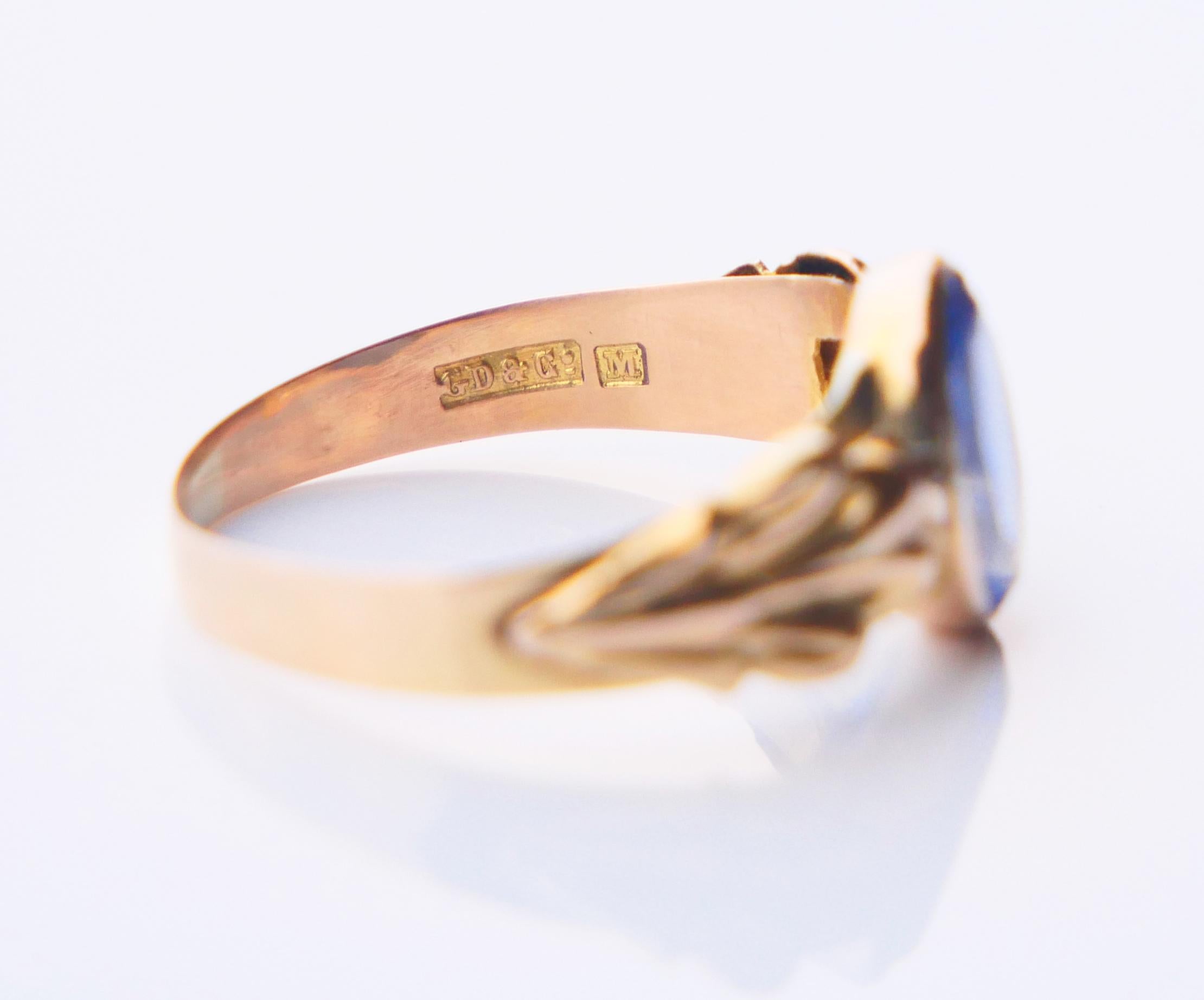 Sz.1918 Ring natural 1.5ct Cornflower Blue Sapphire 18K Gold ØUS5 / 1.75g 6