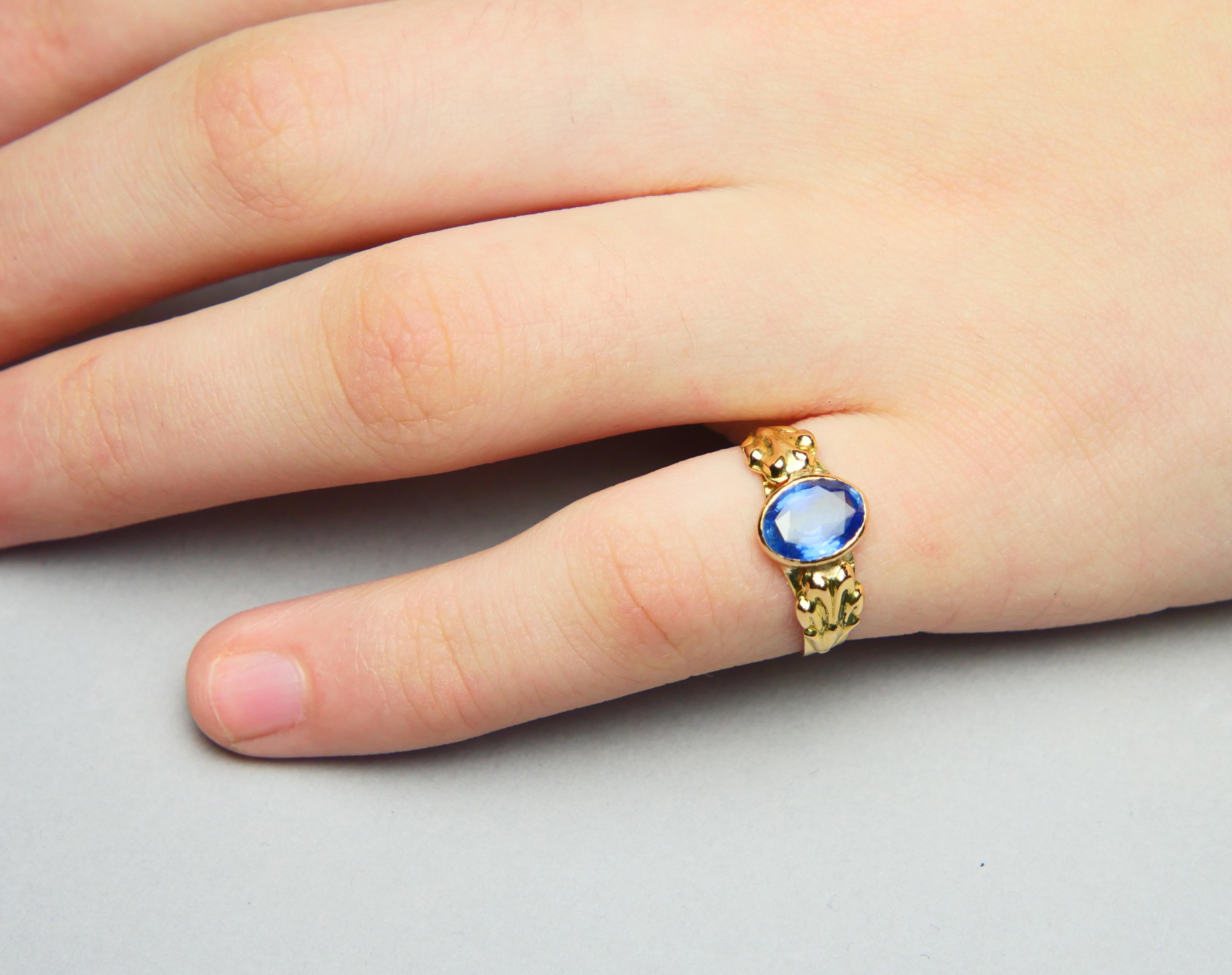 Women's Sz.1918 Ring natural 1.5ct Cornflower Blue Sapphire 18K Gold ØUS5 / 1.75g