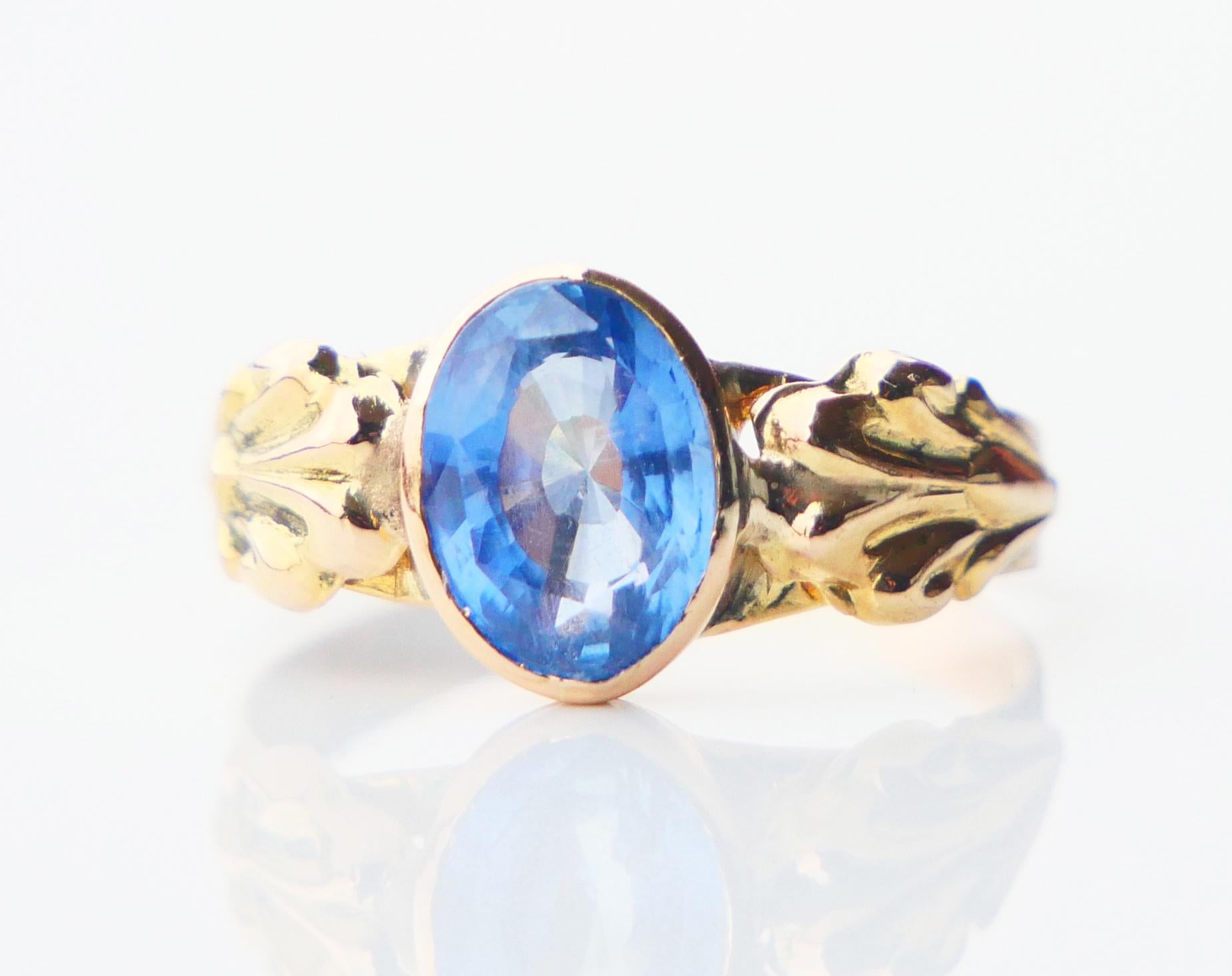 Sz.1918 Ring natural 1.5ct Cornflower Blue Sapphire 18K Gold ØUS5 / 1.75g 2