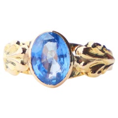 Vintage 1918 Ring natural 1.5 ct Cornflower Blue Sapphire solid 18K Gold Ø US 5 / 1.75 g