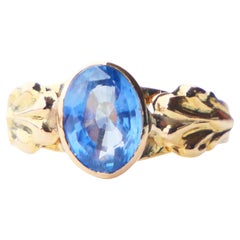 Sz.1918 Ring natural 1.5ct Cornflower Blue Sapphire 18K Gold ØUS5 / 1.75g