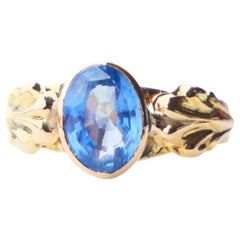 1918 Ring natural 1.5 ct Cornflower Blue Sapphire solid 18K Gold Ø US 5 / 1.75 g