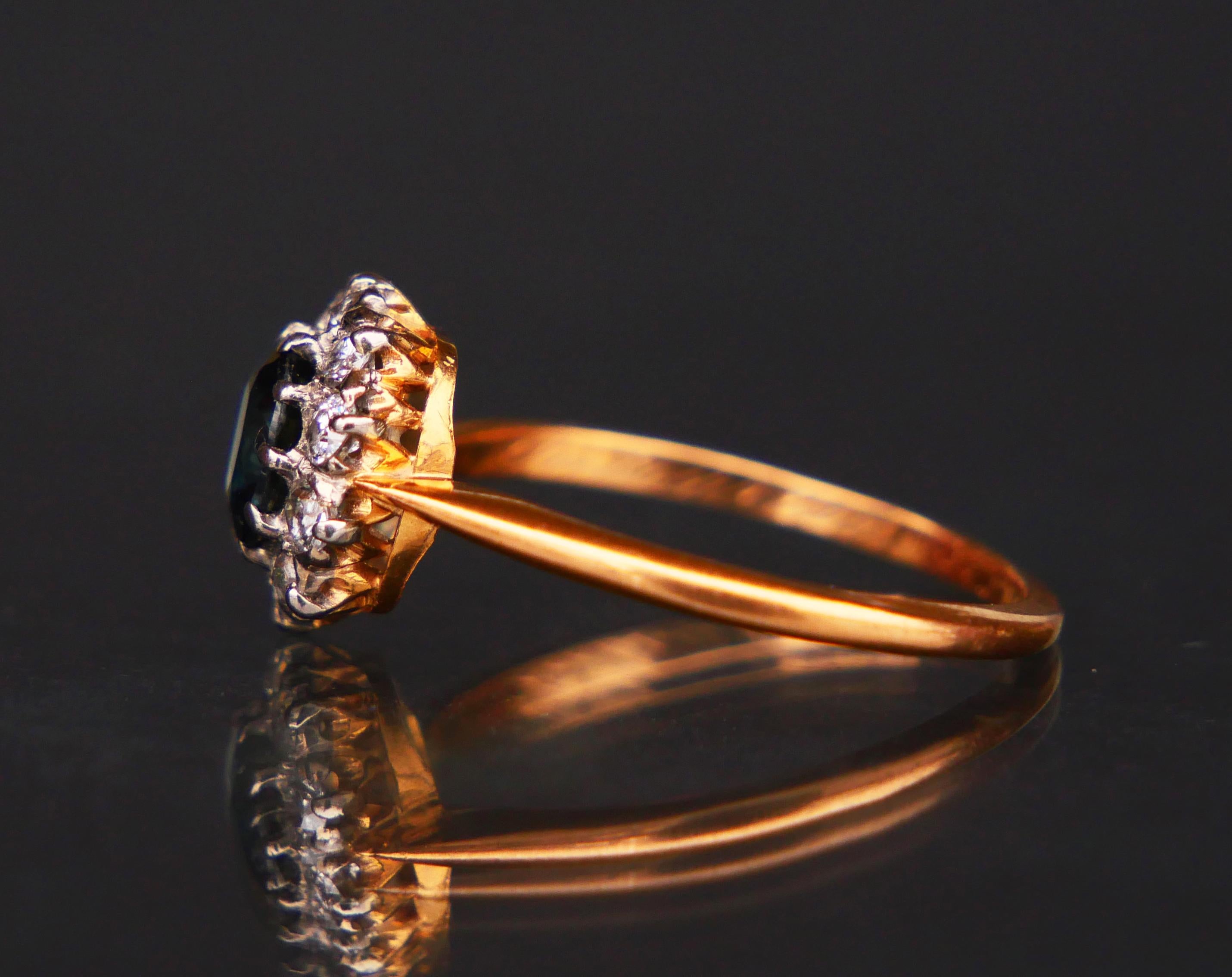 1918 Salomon's Halo Ring 0.7ct Saphir Diamanten massiv 18K Gold Ø 6.75 US /2.2 g im Angebot 7