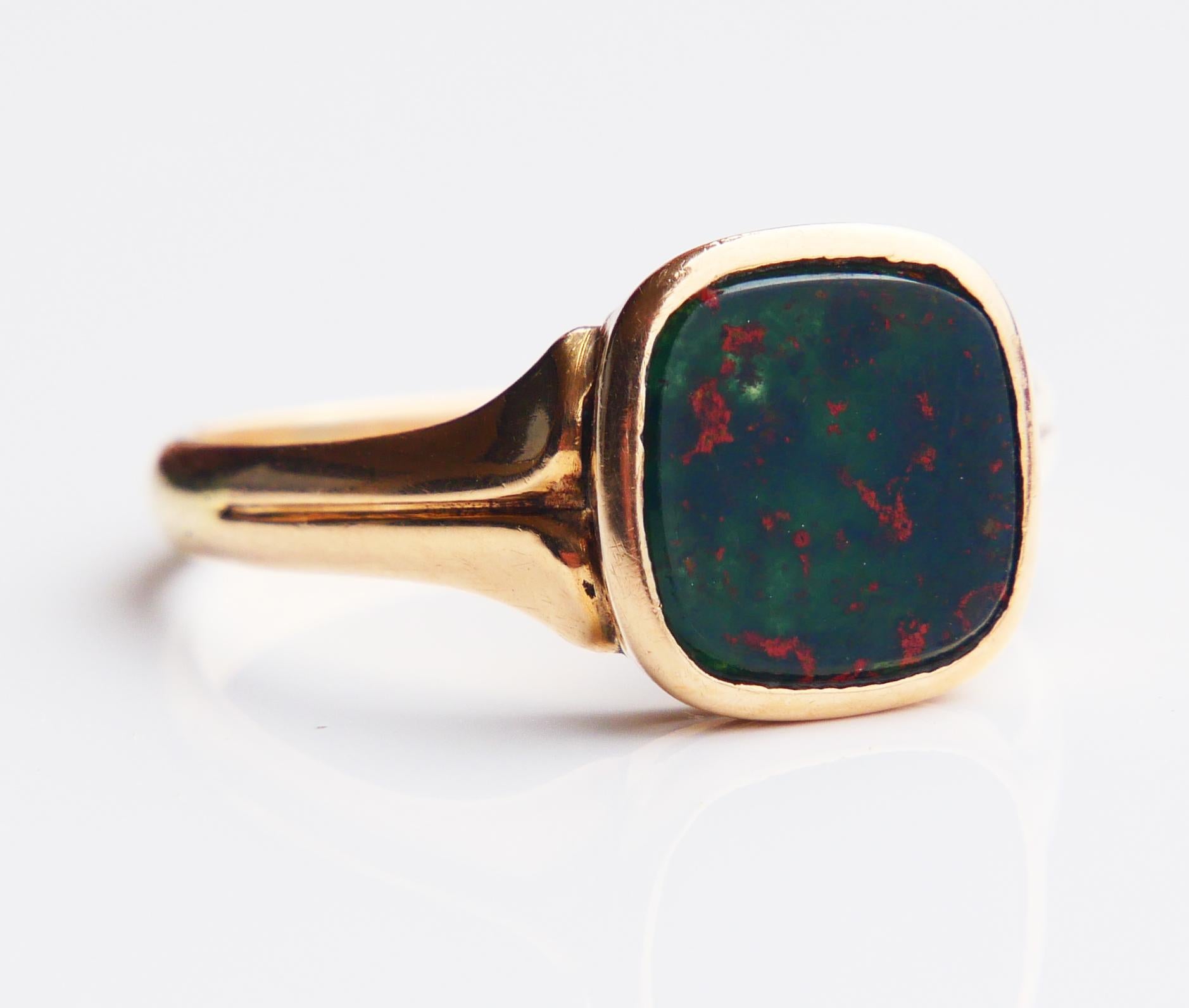 1918 Signet Ring Men Blood Stone solid 18K Gold Ø US10 / 4.7 gr 6