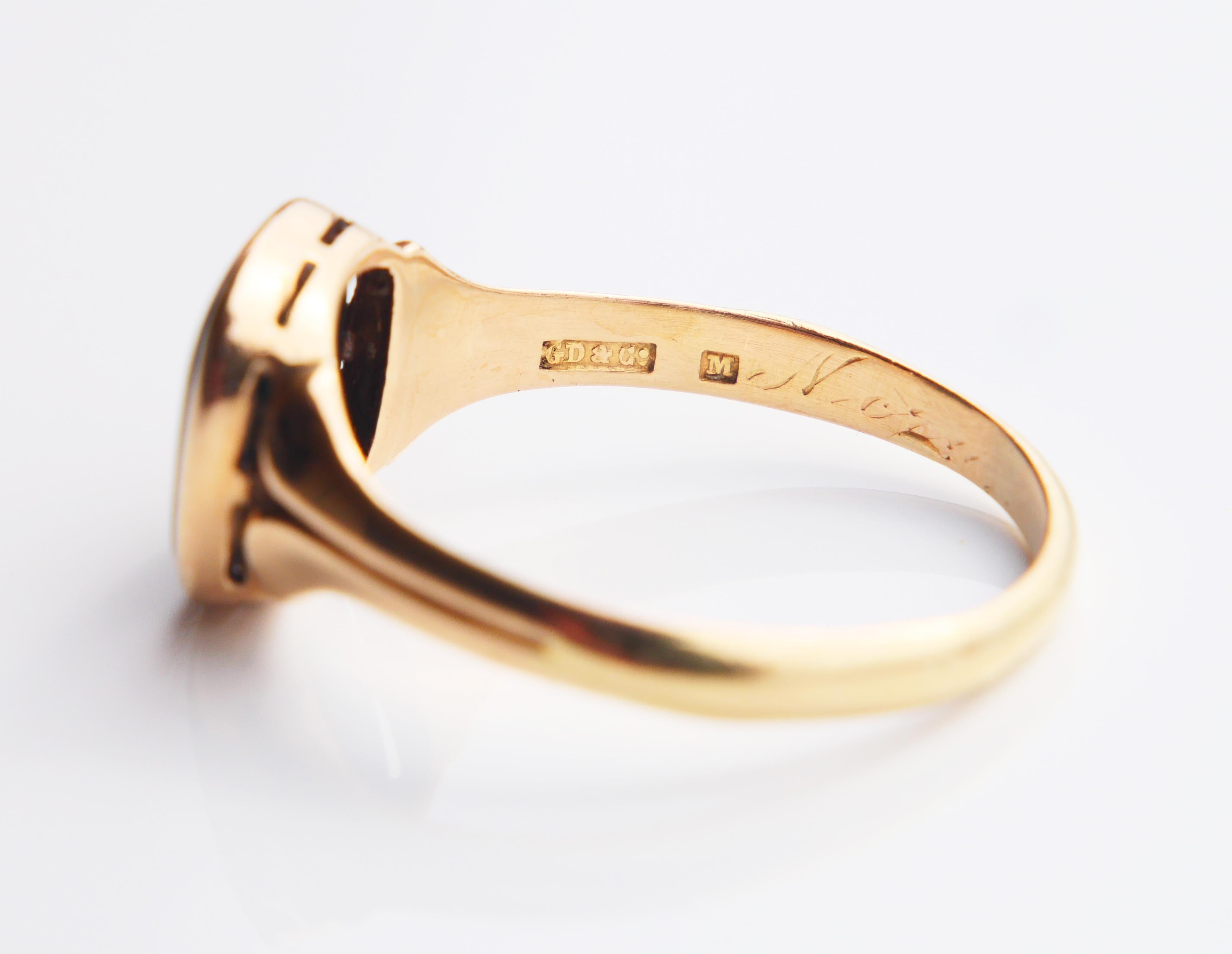 1918 Signet Ring Men Blood Stone solid 18K Gold Ø US10 / 4.7 gr 7