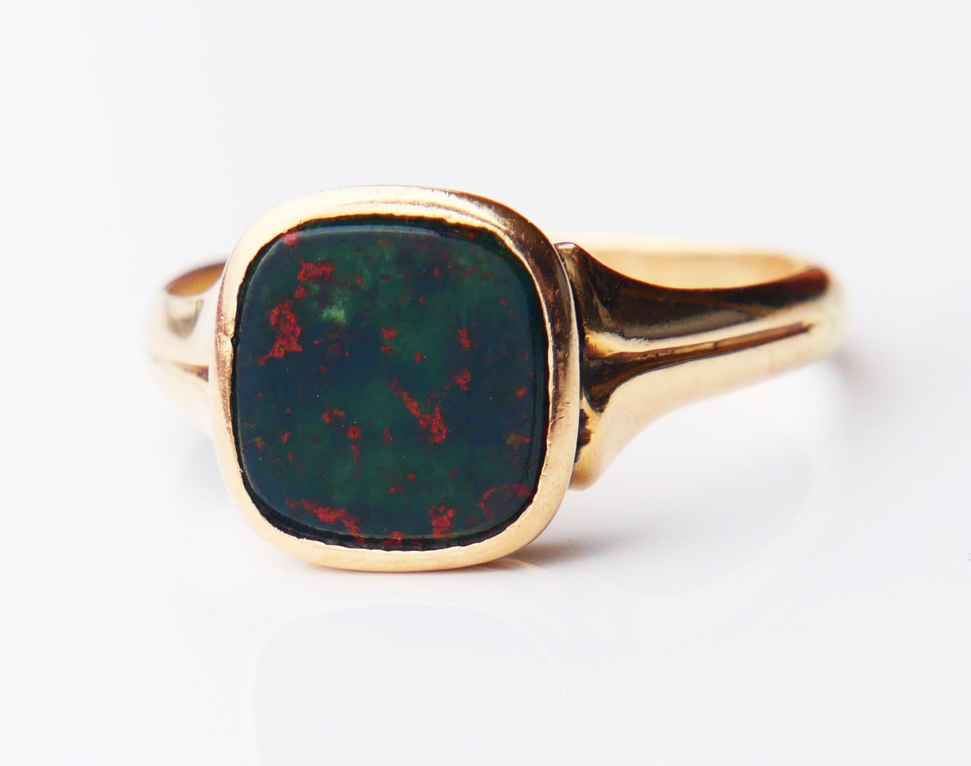 1918 Signet Ring Men Blood Stone solid 18K Gold Ø US10 / 4.7 gr 4