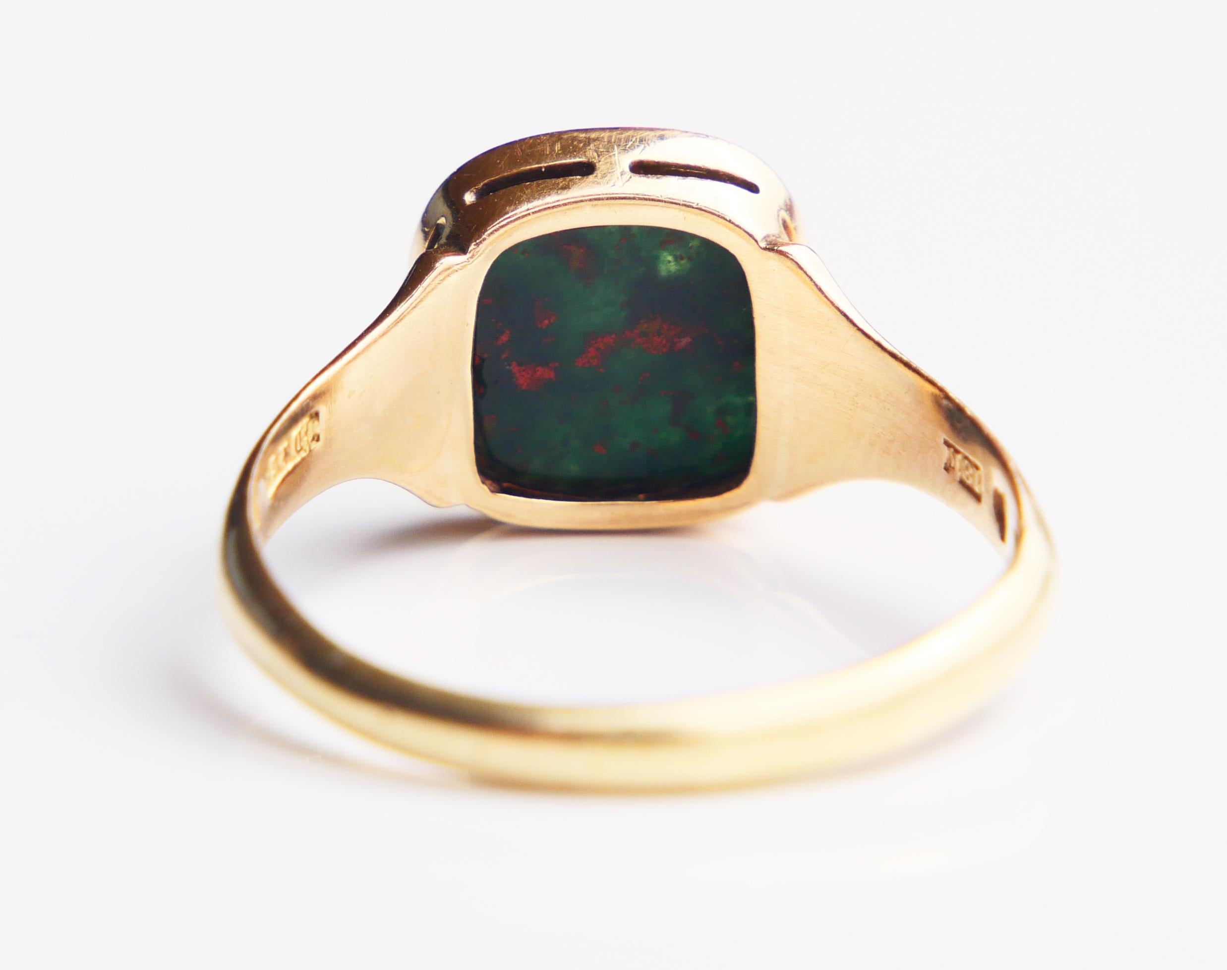 1918 Signet Ring Men Blood Stone solid 18K Gold Ø US10 / 4.7 gr 5