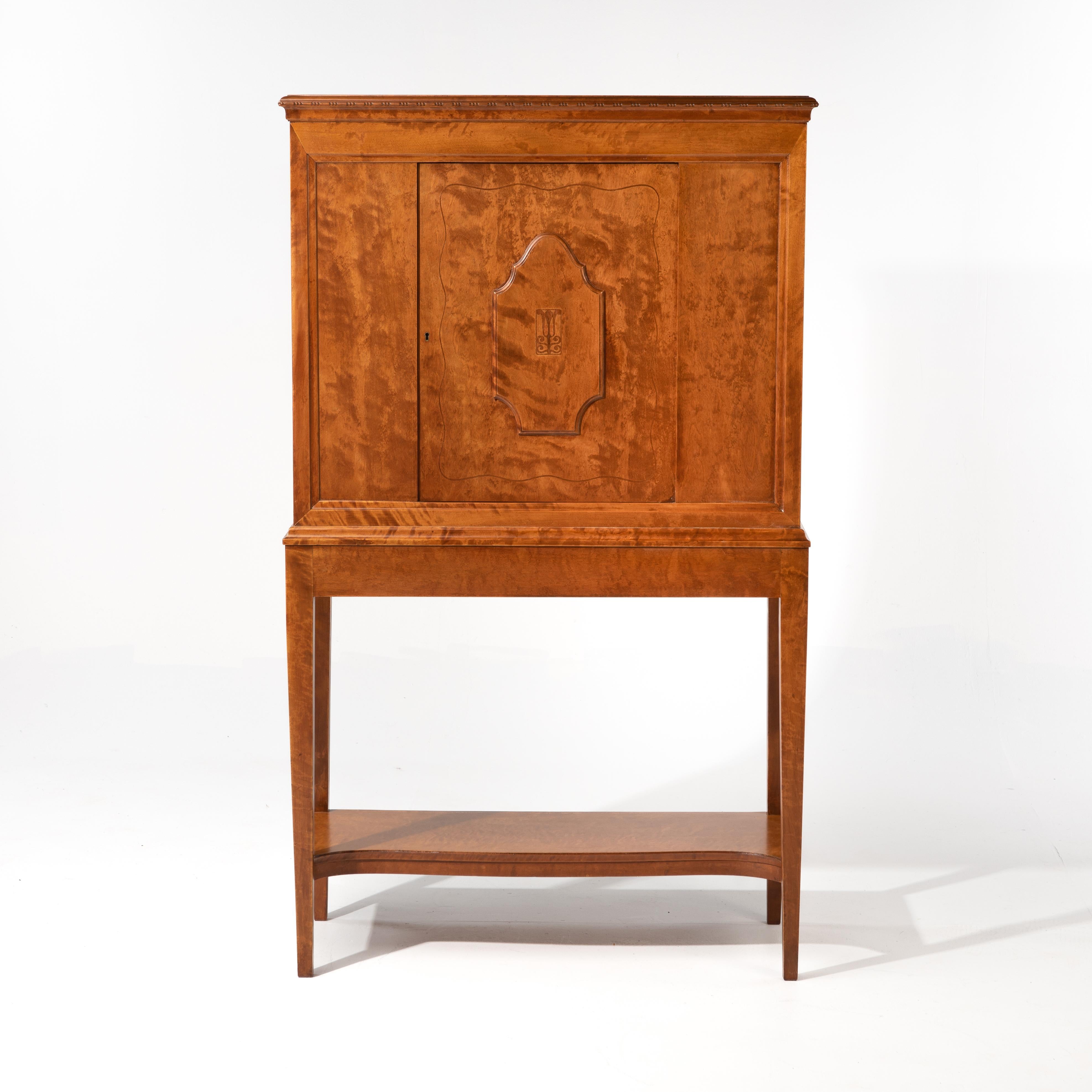Gustavian 1918 Swedish Grace Period Inlaid Neoclassical Cabinet A. B. Nordiska Kompaniet For Sale