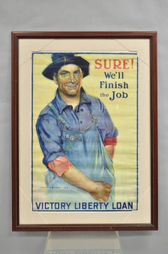 1918 Première Guerre mondiale "Sure We'll Finish The Job" Victory Liberty Loan Affiche encadrée