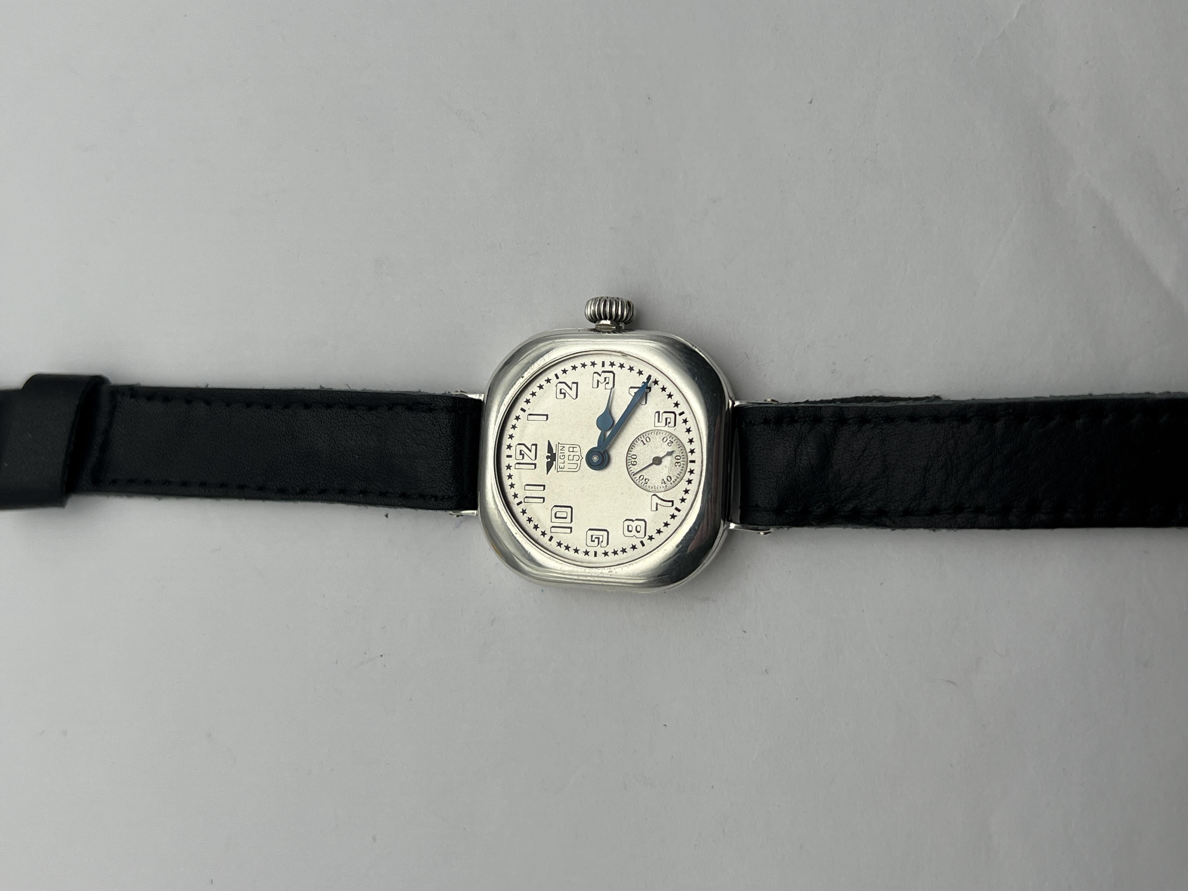 1918 WW1 / Trench Watch Elgin Rare White Star Dial 