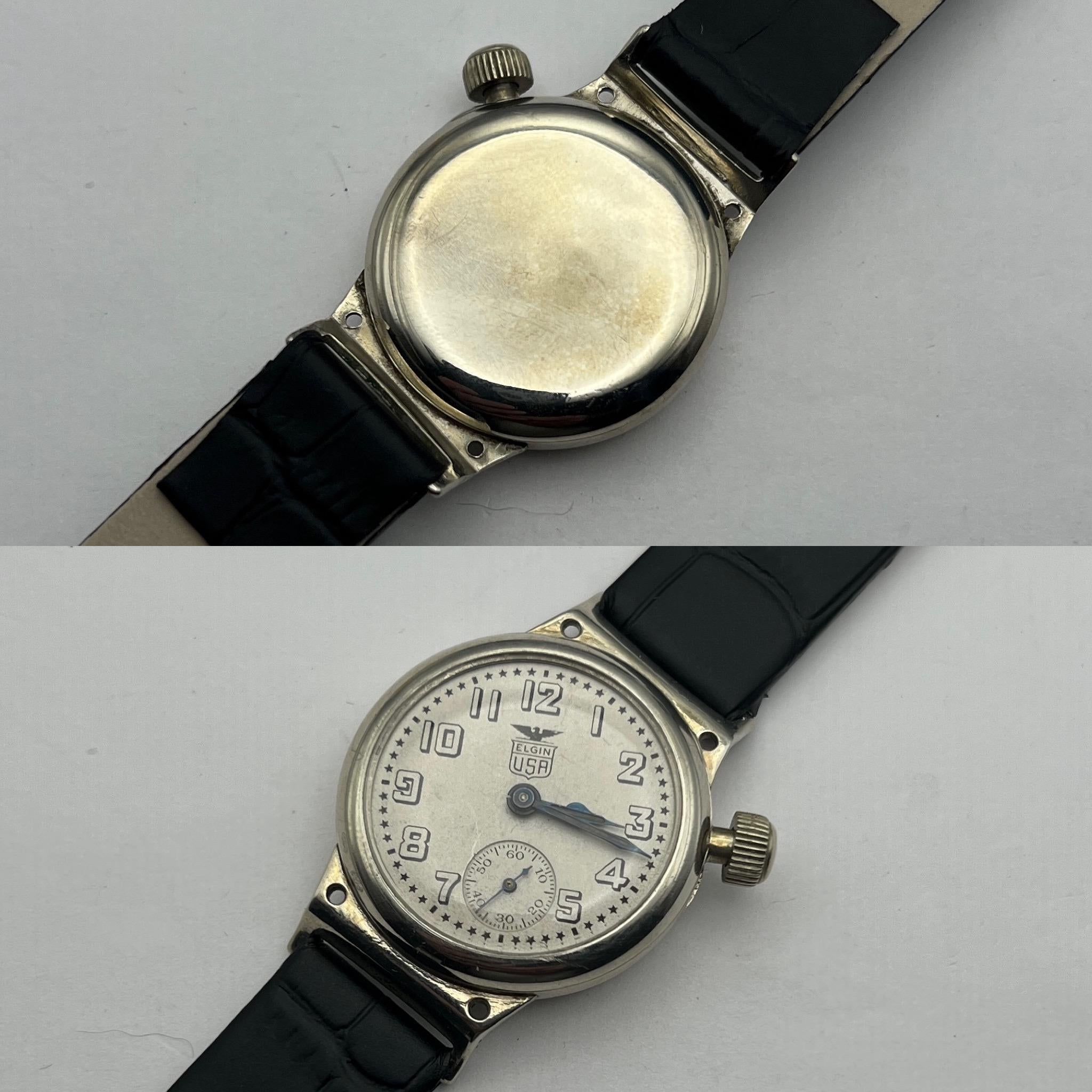 Art Deco 1918 WW1 / Trench Watch Elgin Rare White Star Dial 