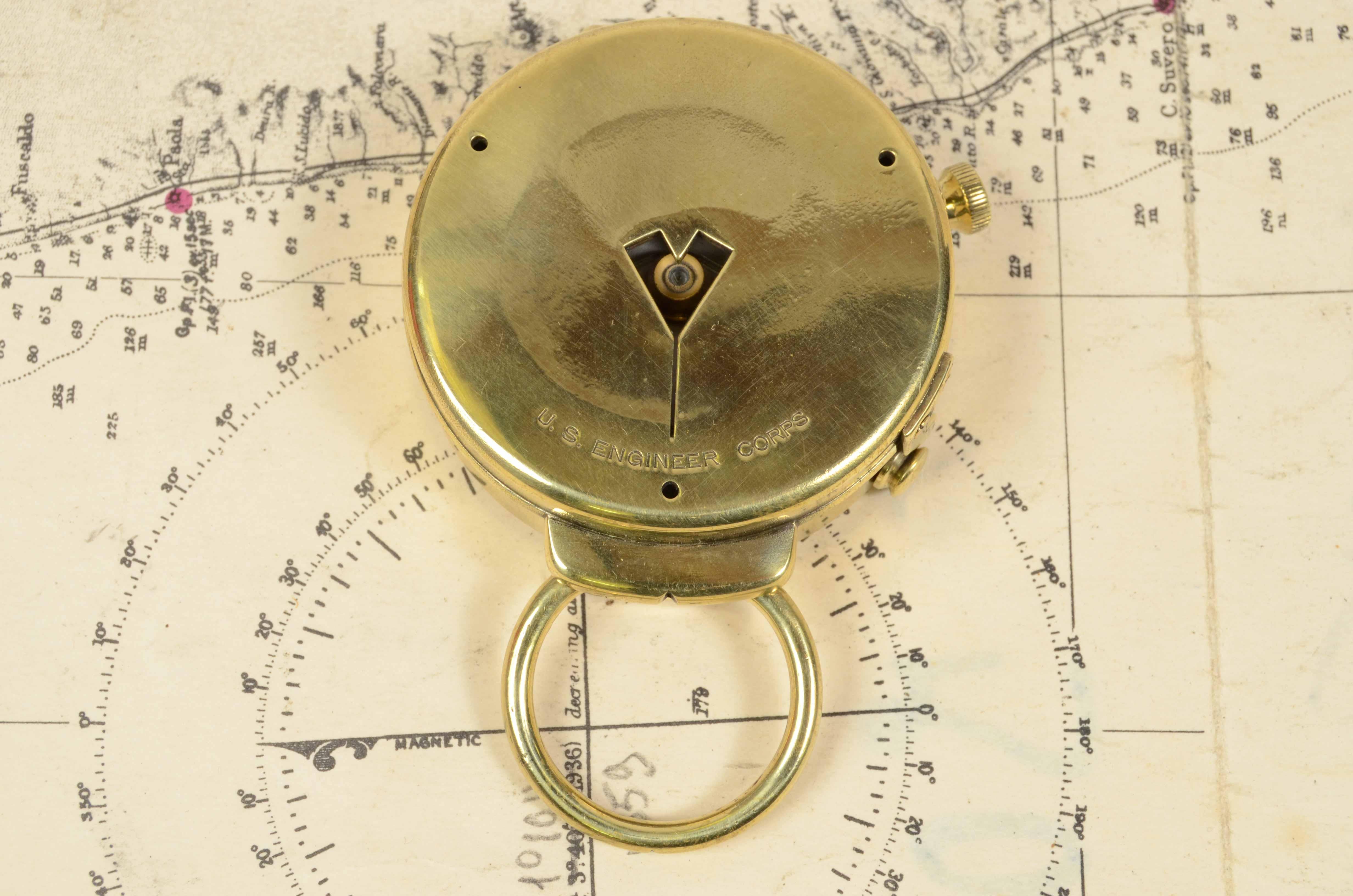 1918s Antique Magnetic Brass Pocket Compass Signed Cruchon & Emons Paris N. 918 3