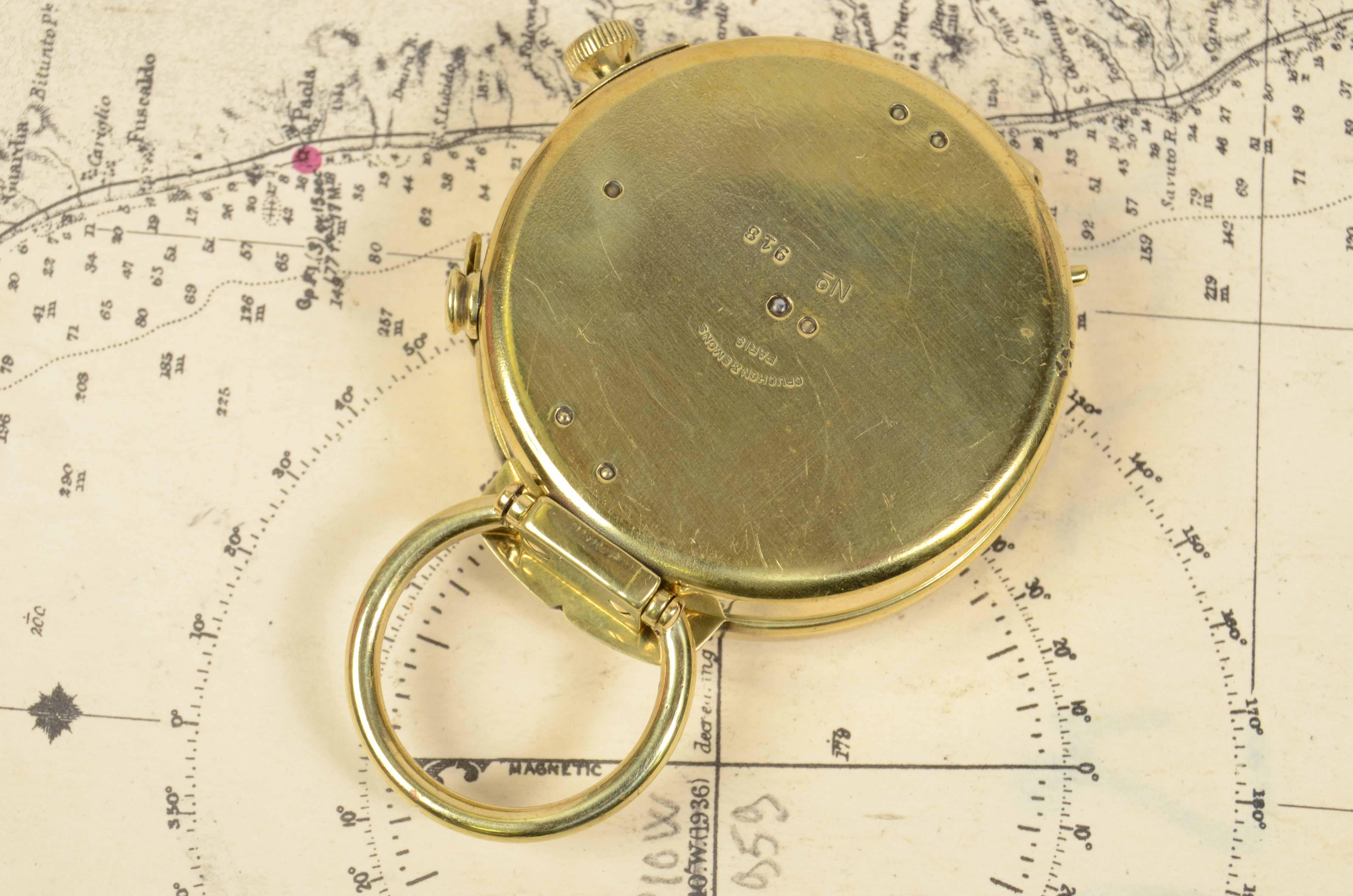 1918s Antique Magnetic Brass Pocket Compass Signed Cruchon & Emons Paris N. 918 4