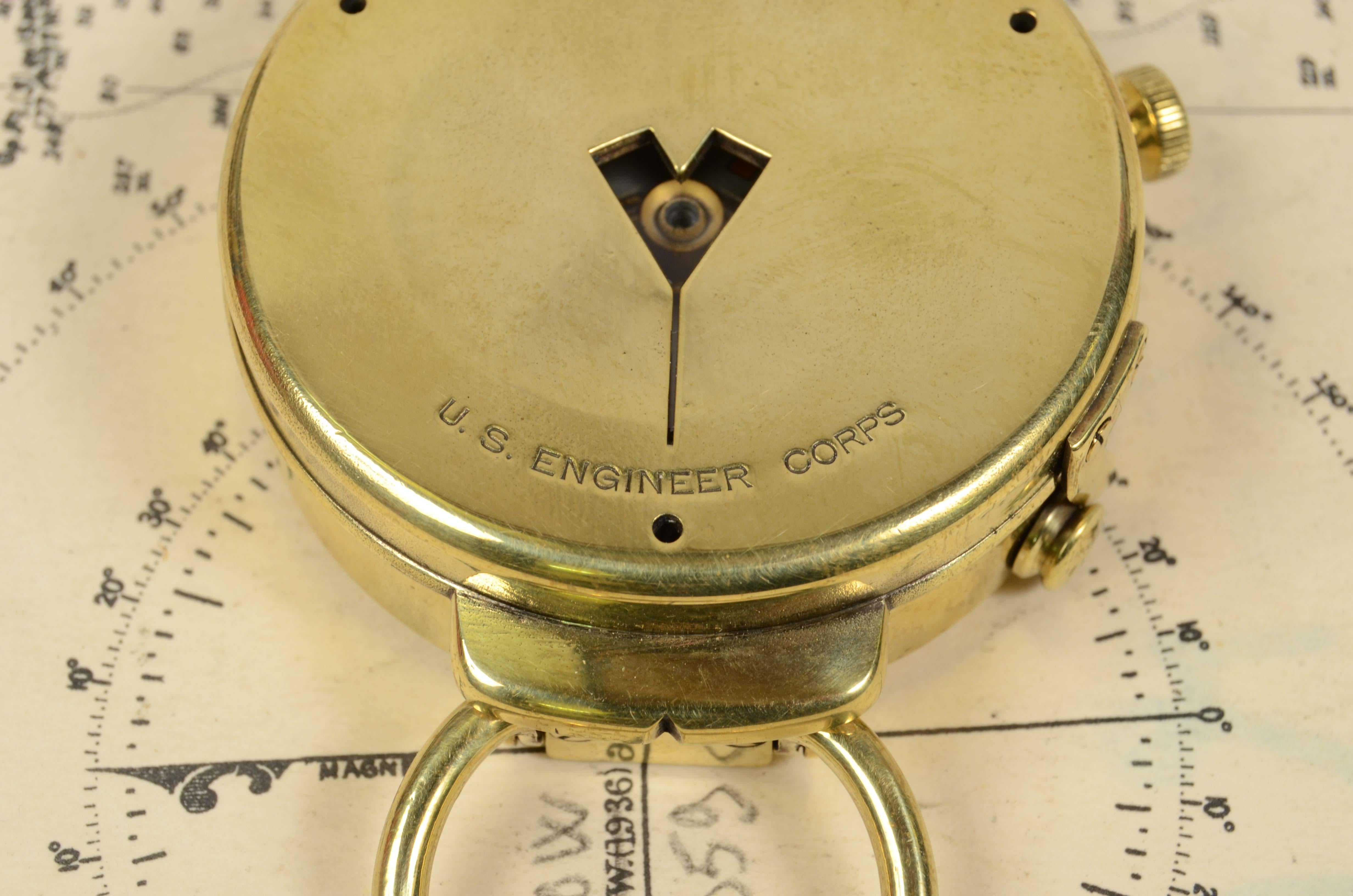 1918s Antique Magnetic Brass Pocket Compass Signed Cruchon & Emons Paris N. 918 6